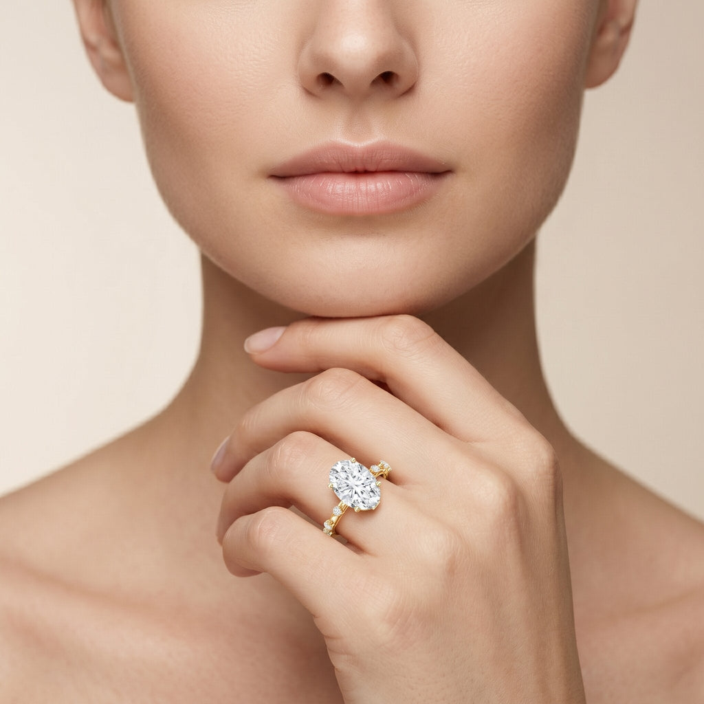3 Carat Oval Lab Grown Diamond Solitaire Engagement Ring with IGI Certificate