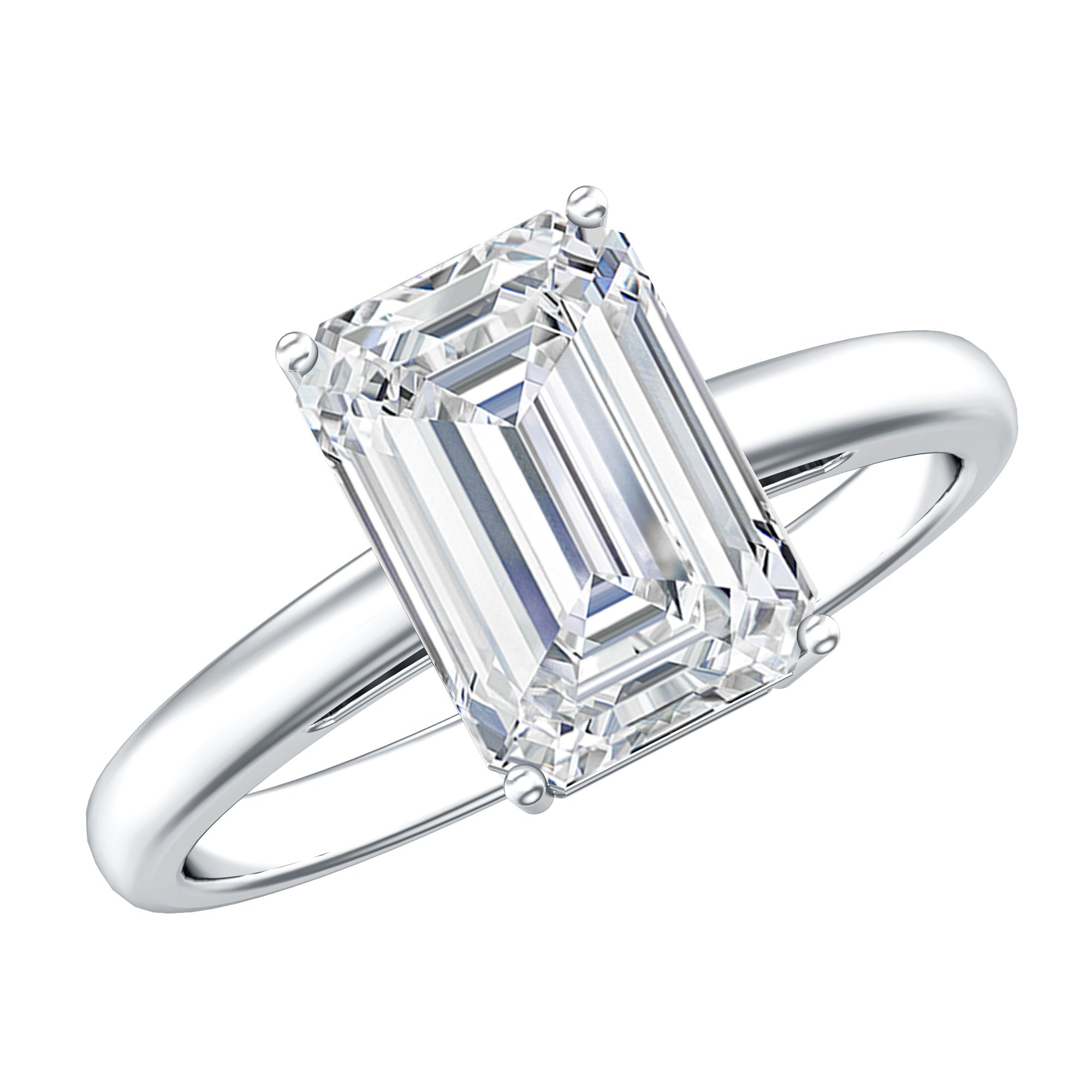 IGI Certified Emerald Cut Lab Grown Diamond 3 Carat Engagement Ring