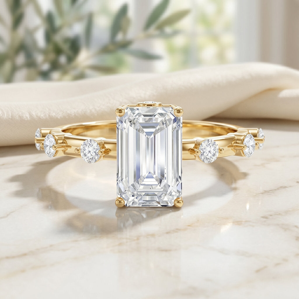 Emerald Cut 2 Carat Lab Grown Diamond Engagement Ring IGI Certified