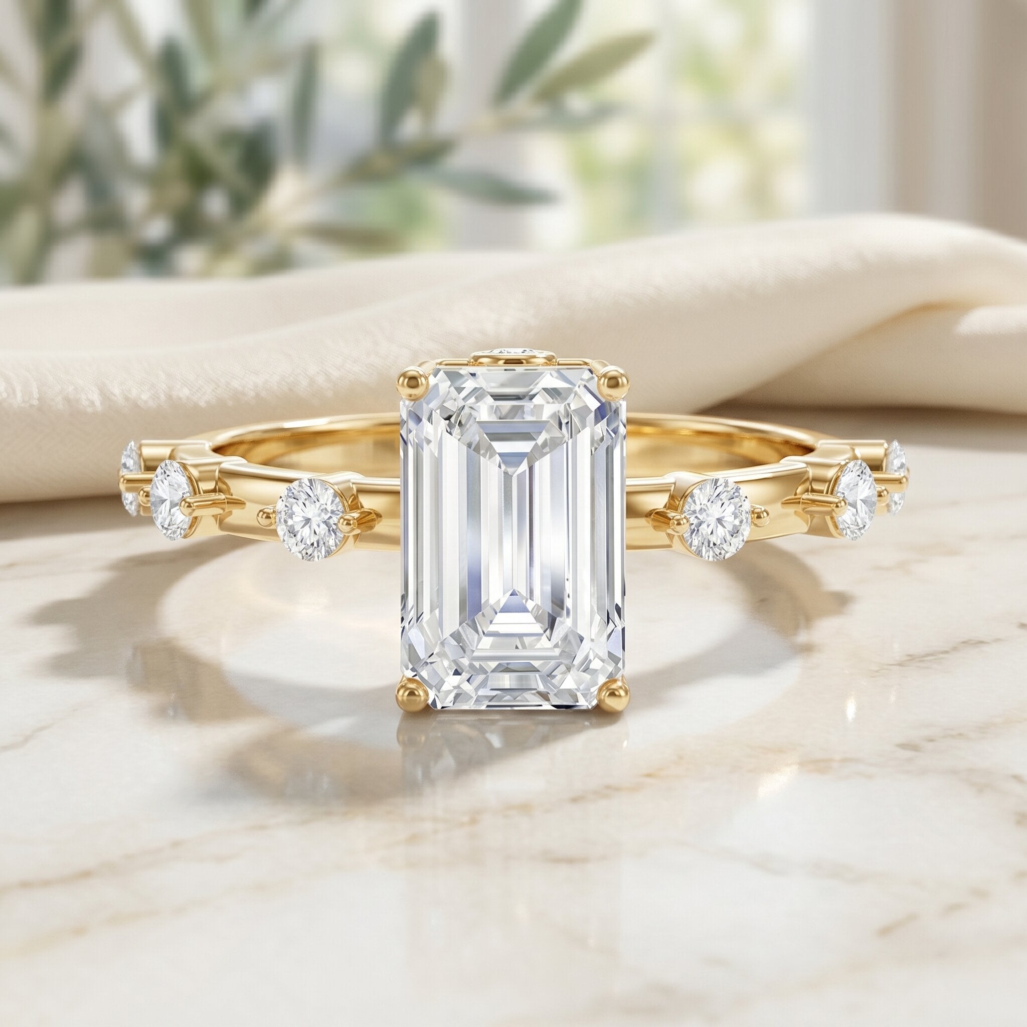 Emerald Cut 2 Carat Lab Grown Diamond Engagement Ring IGI Certified