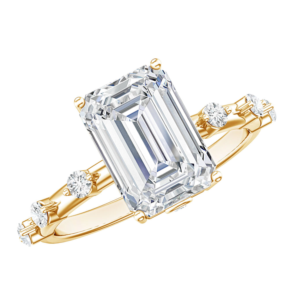 IGI Certified 3 Carat Emerald Cut Lab Grown Diamond Engagement Ring