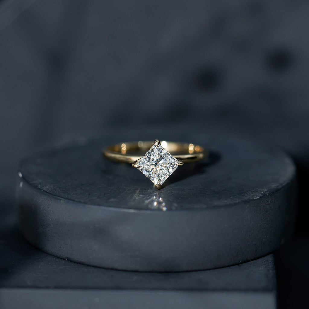 1 Carat Lab Created Diamond Princess Cut Engagement Ring IGI Certified