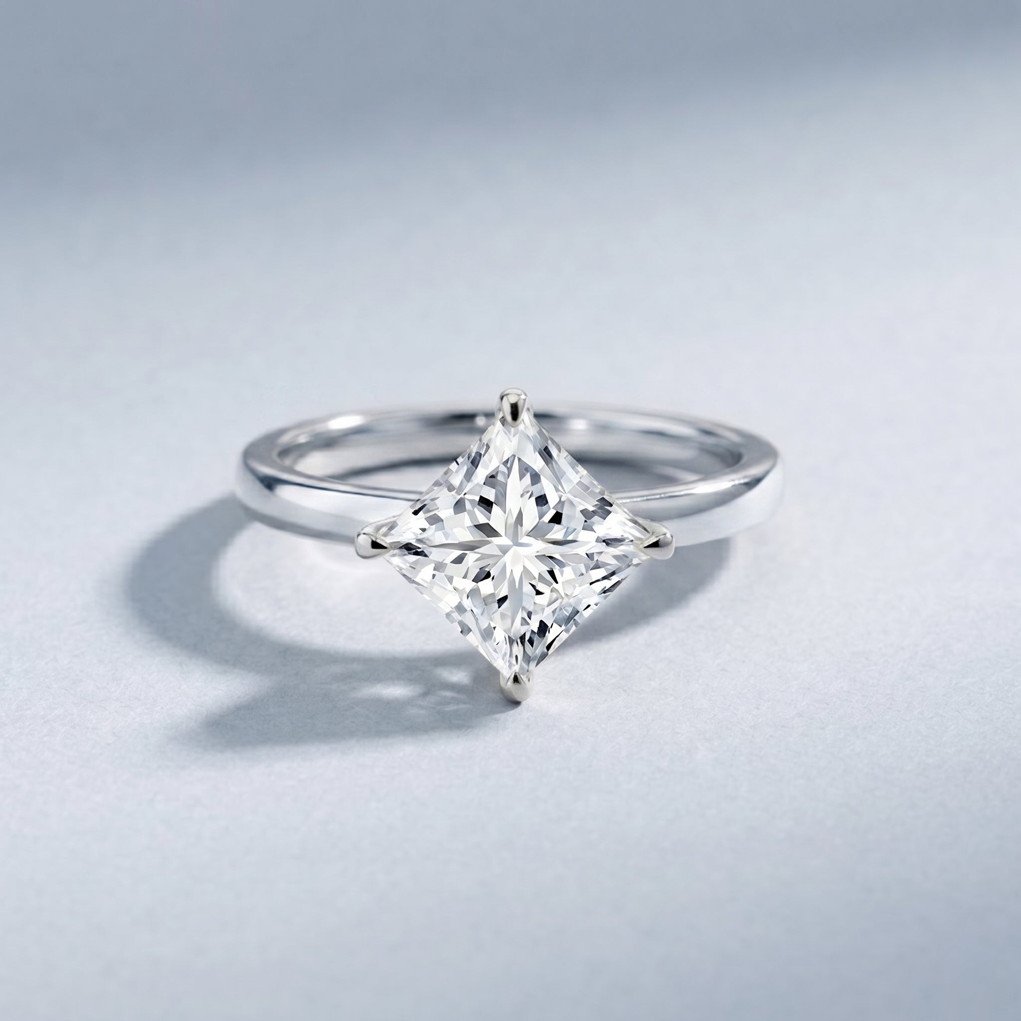 IGI Certified 4 Carat Princess Cut Lab Grown Diamond Engagement Ring