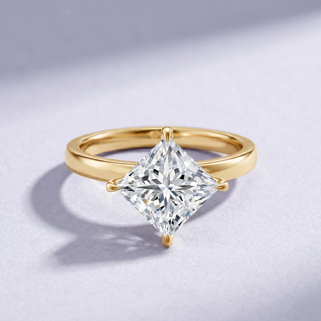 IGI Certified 4 Carat Princess Cut Lab Grown Diamond Engagement Ring