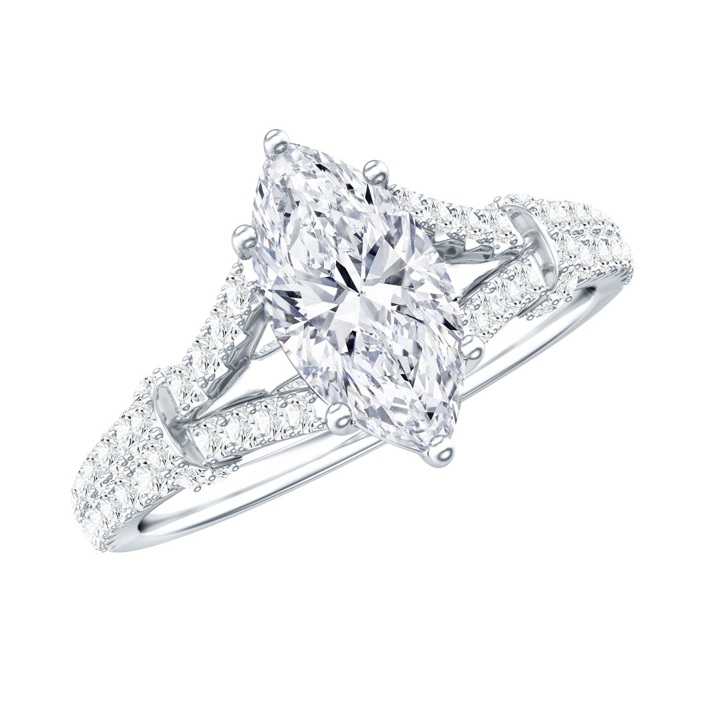 1 Carat Marquise Cut Lab Grown Diamond Split Shank Engagement Ring with IGI Certificate