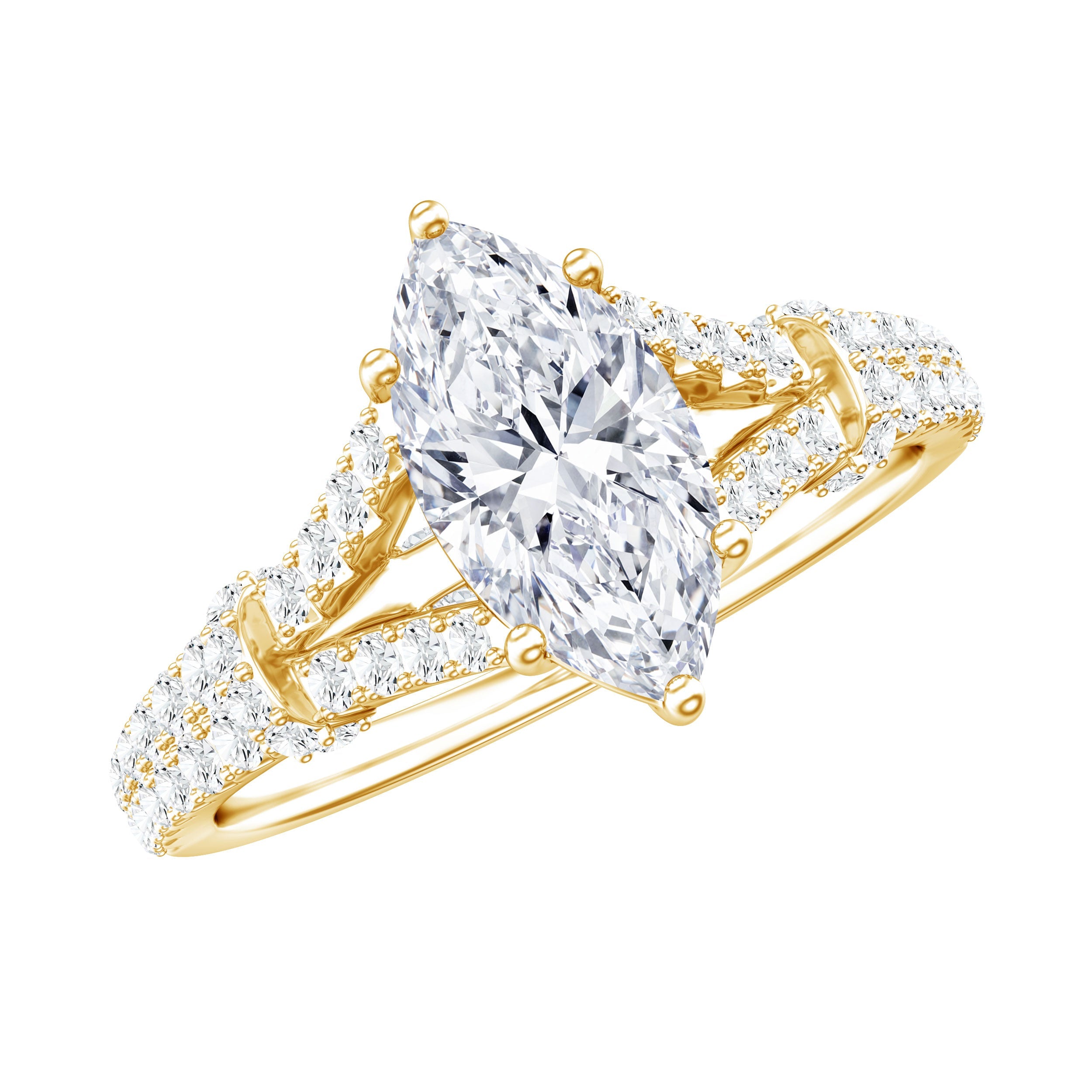 1 Carat Marquise Cut Lab Grown Diamond Split Shank Engagement Ring with IGI Certificate