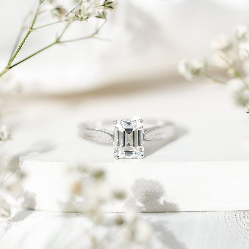 Ethically Sourced 3 Carat Lab Grown Diamond Emerald Cut Engagement Ring IGI Certified