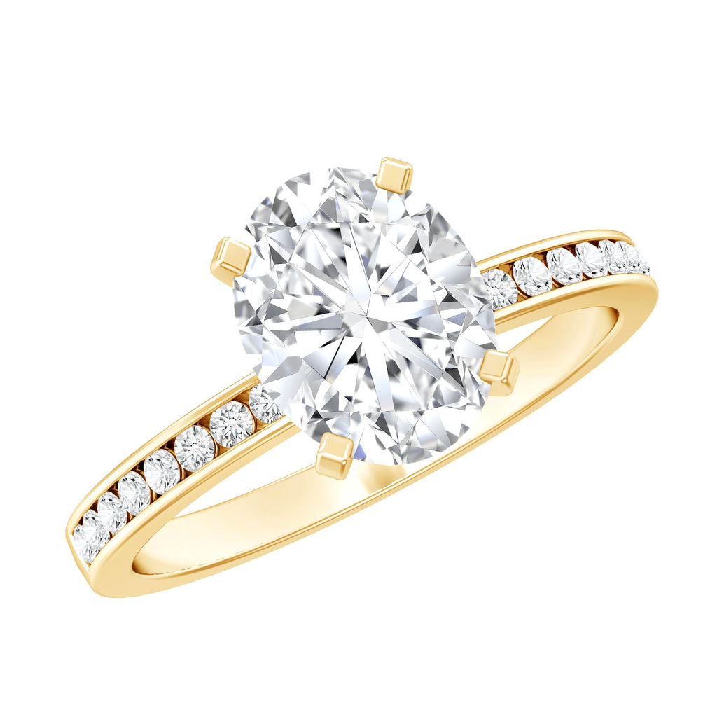 IGI Certified 2 Carat Lab Grown Diamond Oval Engagement Ring With Side Stones