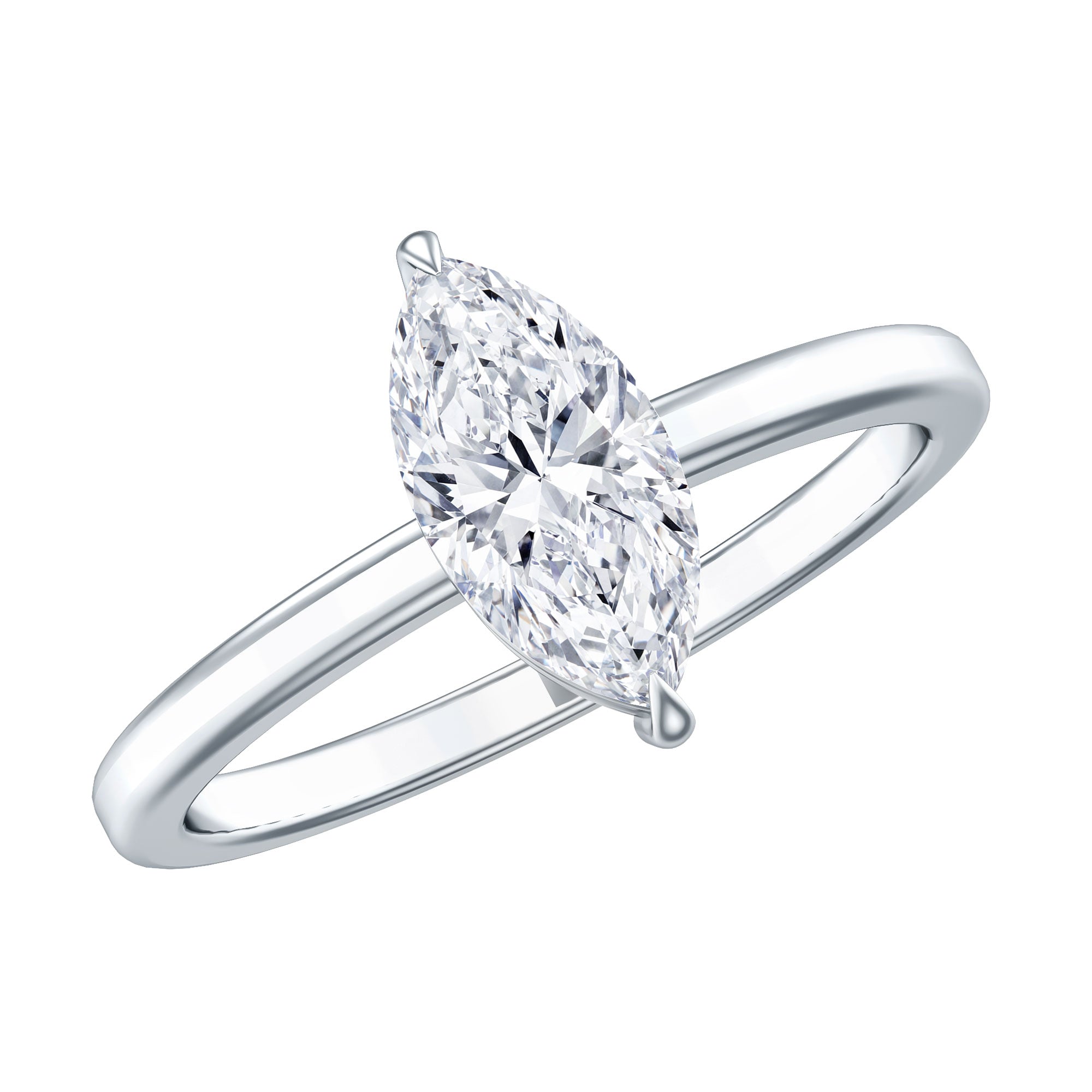 IGI Certified Lab Grown 1 Carat Diamond Marquise Engagement Ring Solitaire