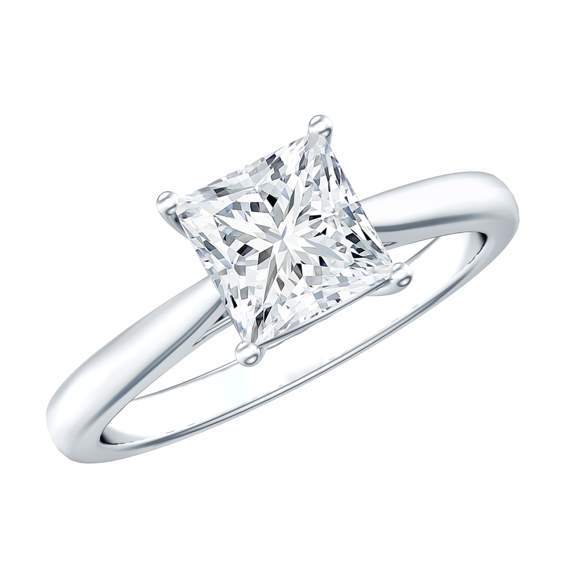 Solitaire 1 Carat Princess Cut Lab Grown Diamond Engagement Ring with IGI Certificate