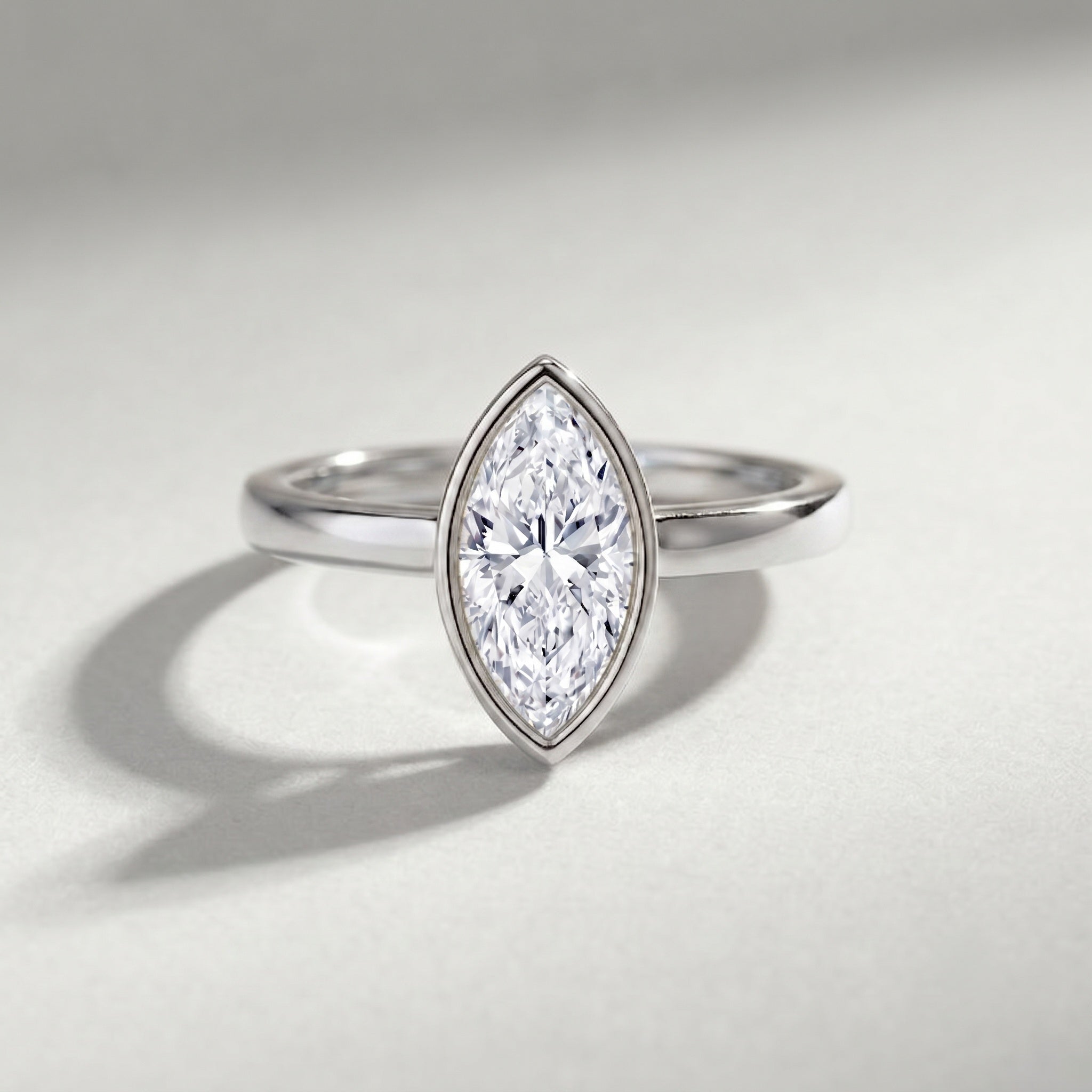 IGI Certified 3 Carat Solitaire Lab Grown Diamond Marquise Cut Engagement Ring
