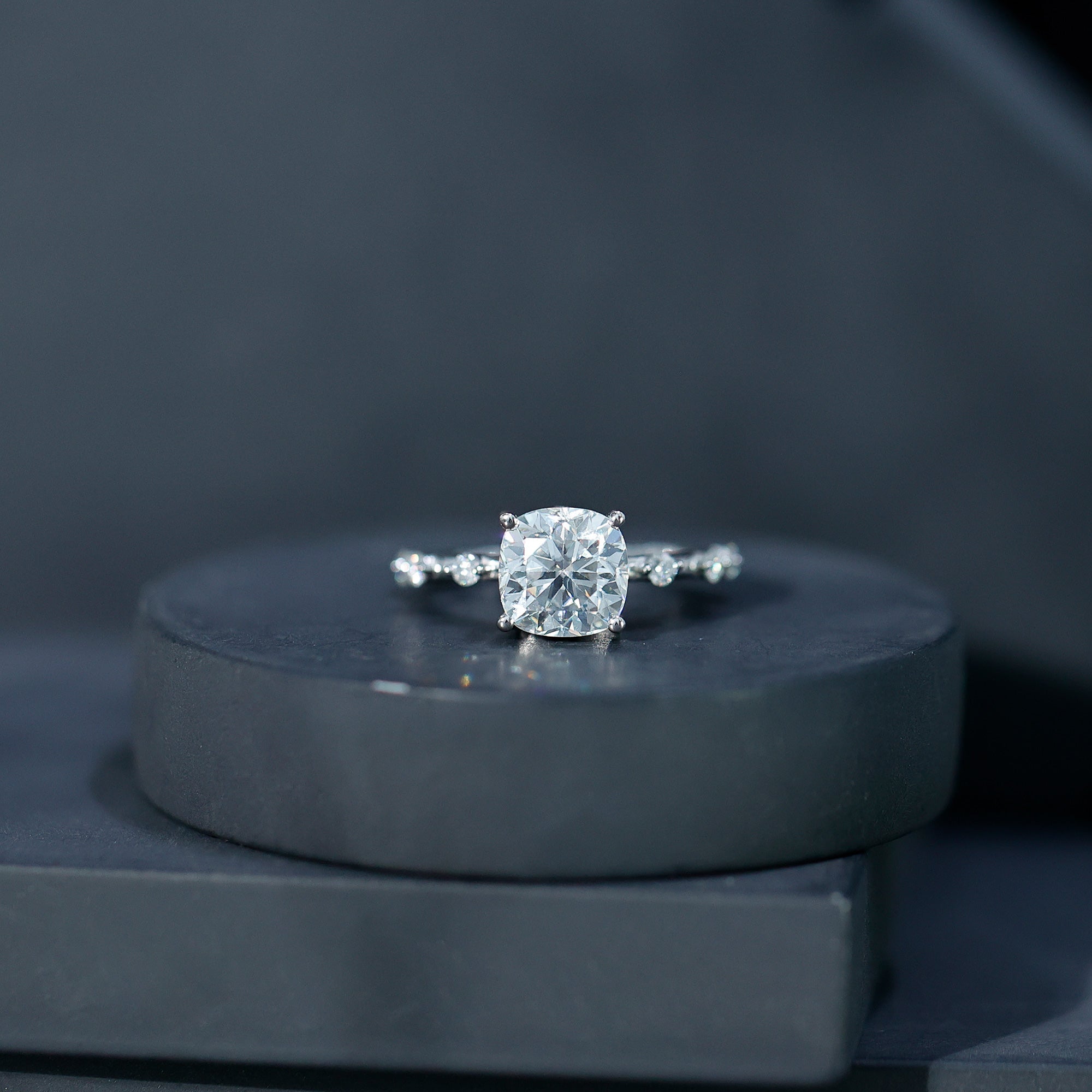 3 Carat IGI Certified Lab Grown Diamond Cushion Cut Engagement Ring for Women