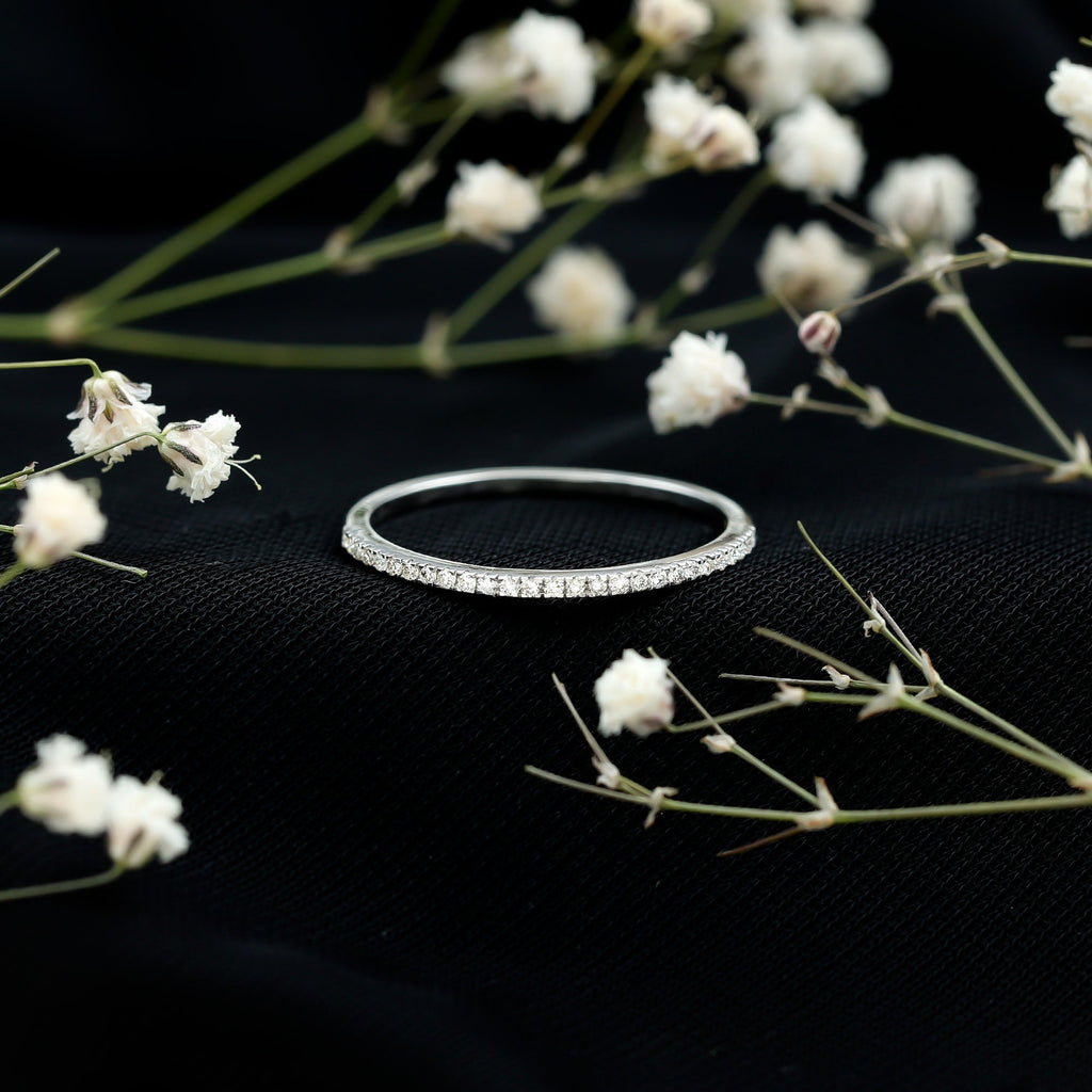 Certified Diamond Half Eternity Ring in Pave Setting