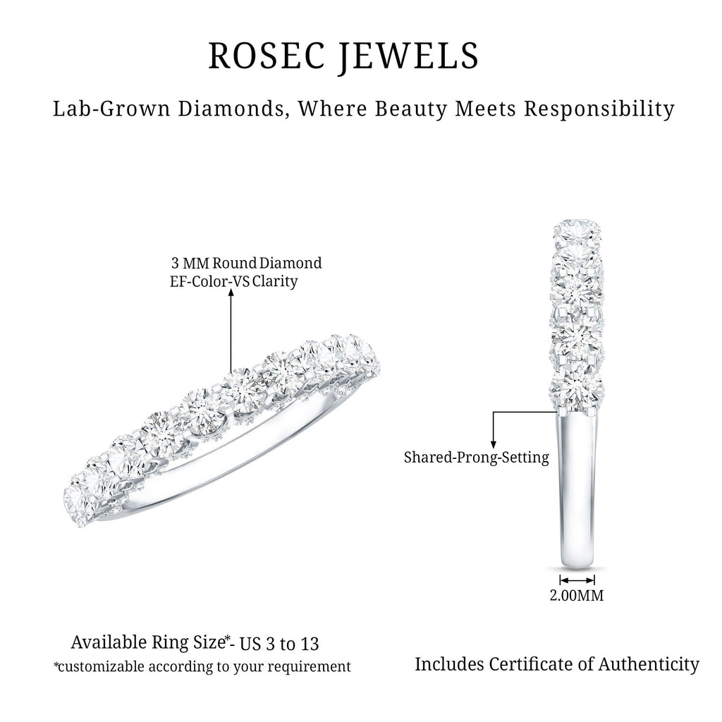Lab Grown Diamond Half Eternity Wedding Band for Women