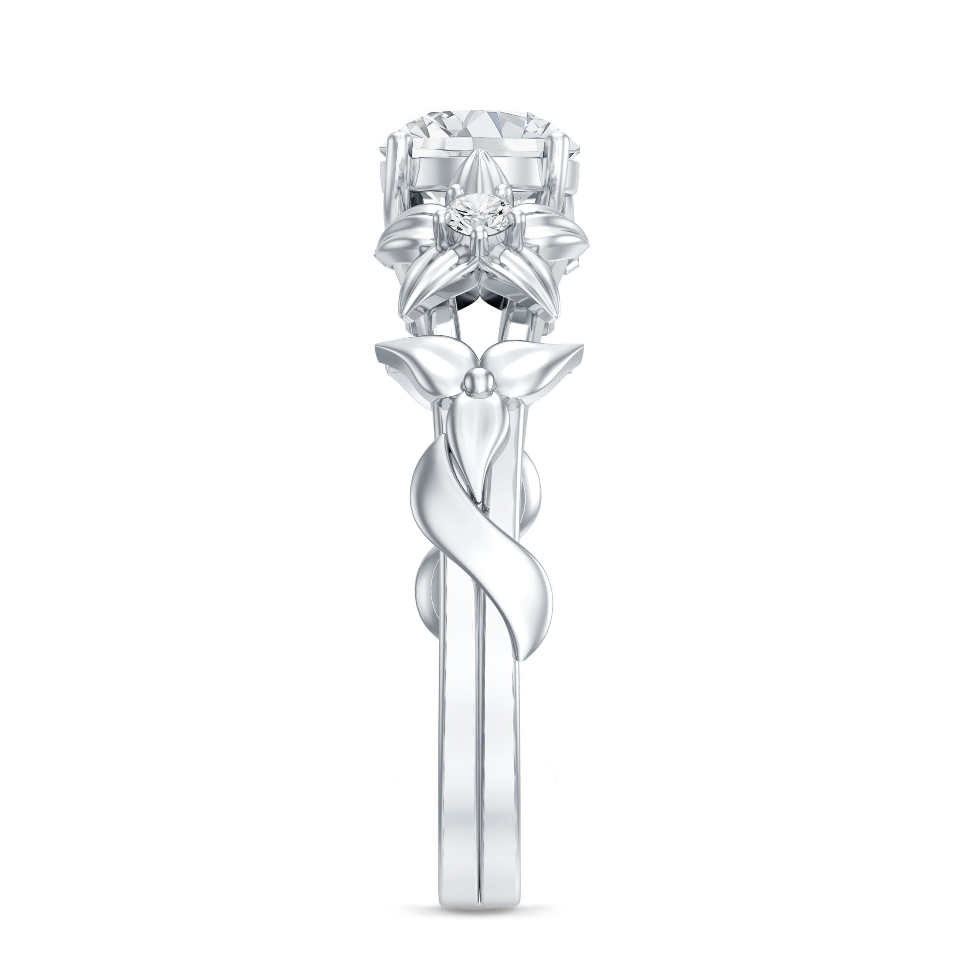 Designer Moissanite Flower Engagement Ring for Women