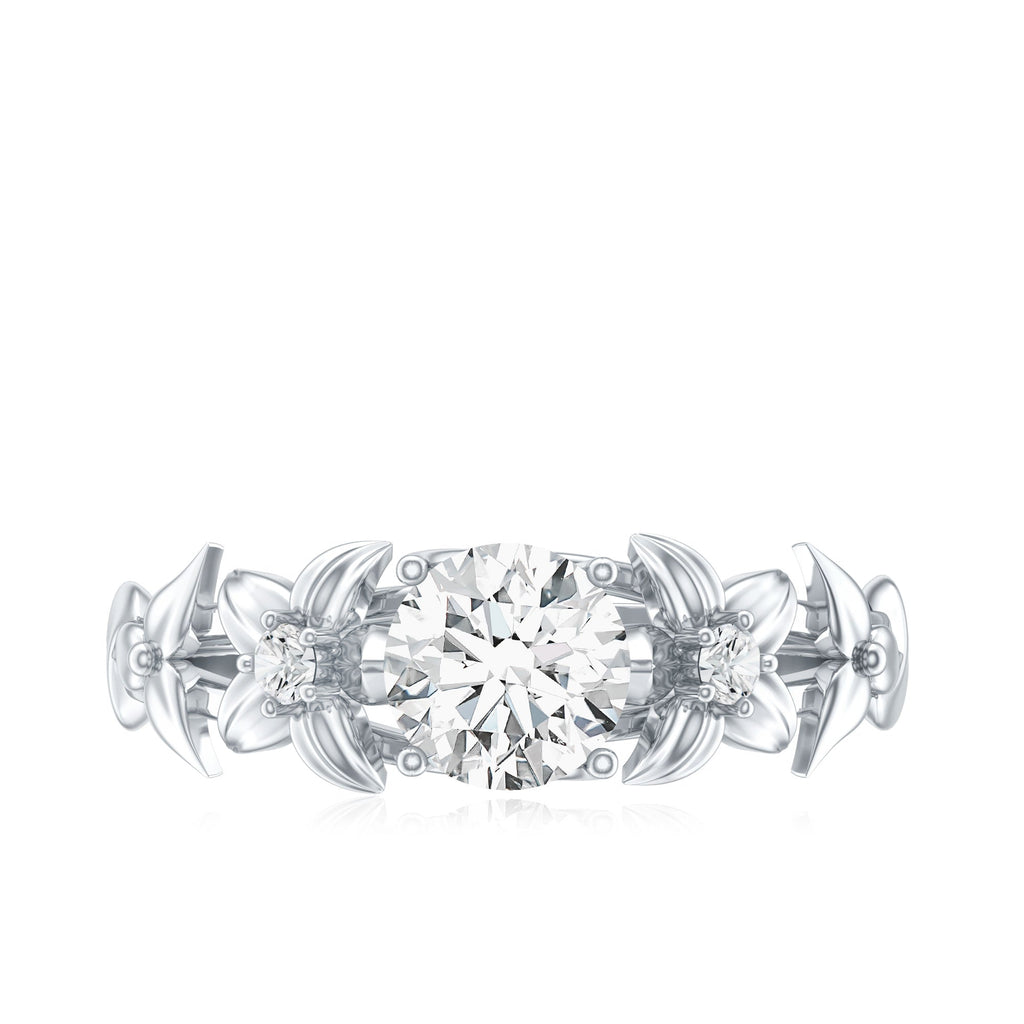 Designer Moissanite Flower Engagement Ring for Women