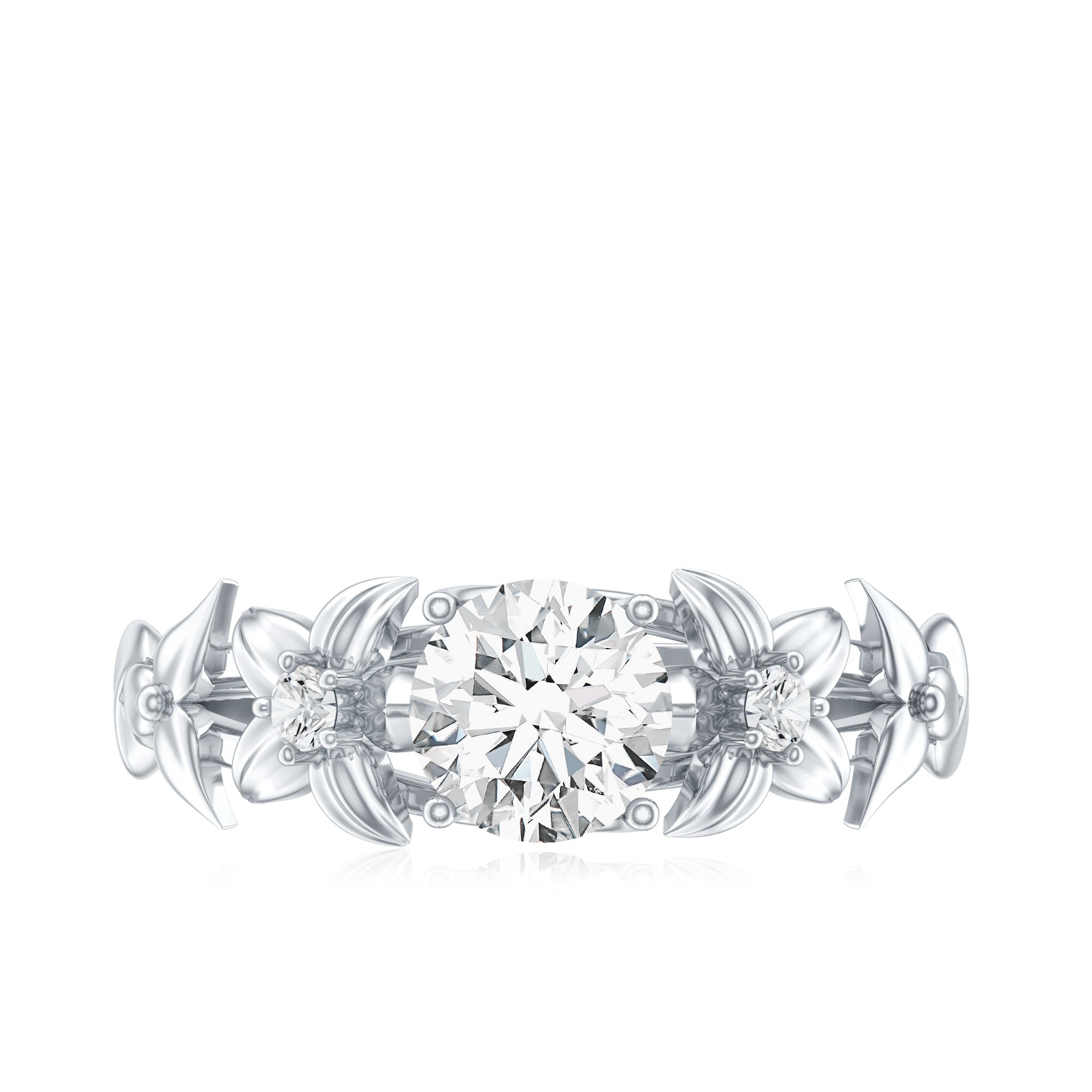 Designer Moissanite Flower Engagement Ring for Women