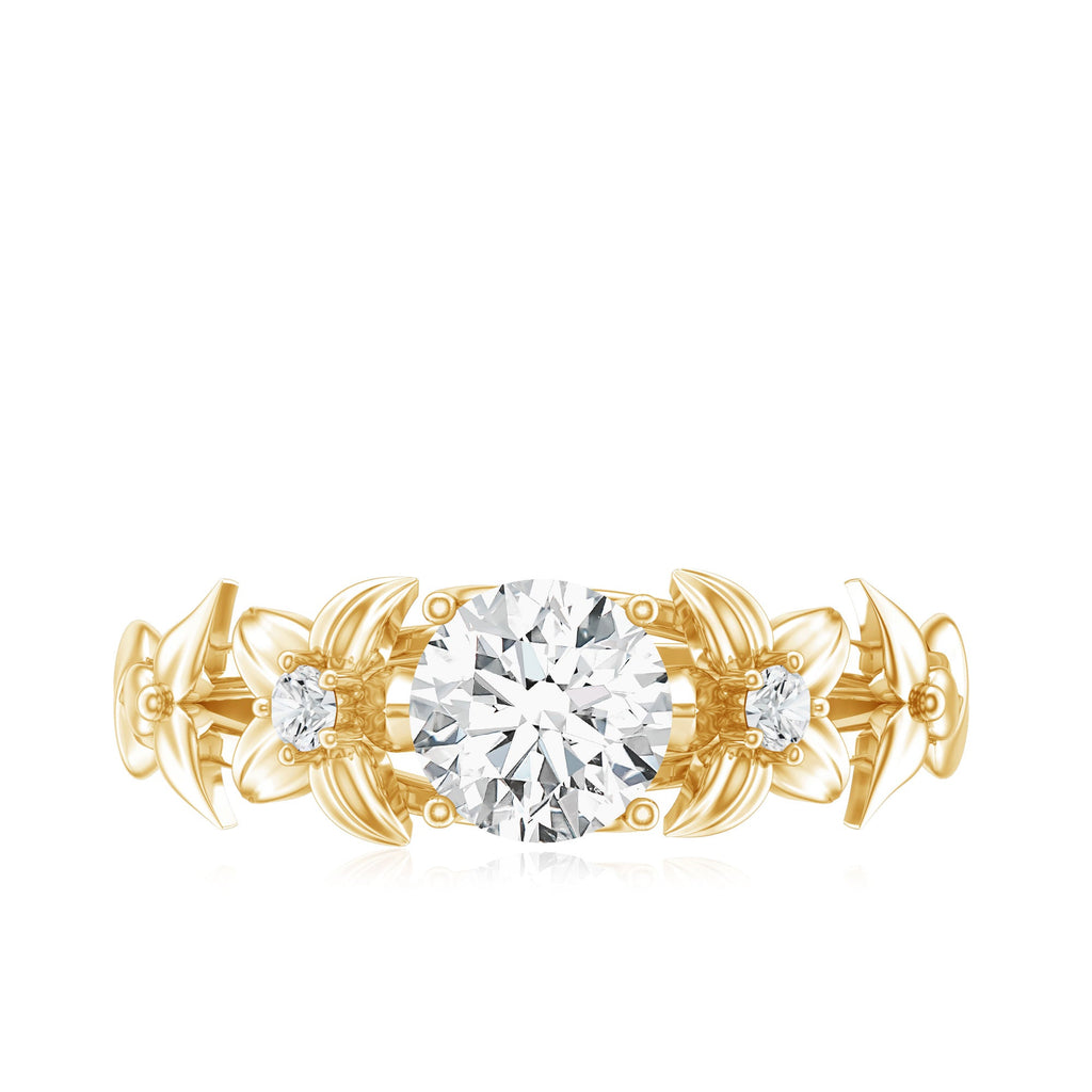 Designer Moissanite Flower Engagement Ring for Women
