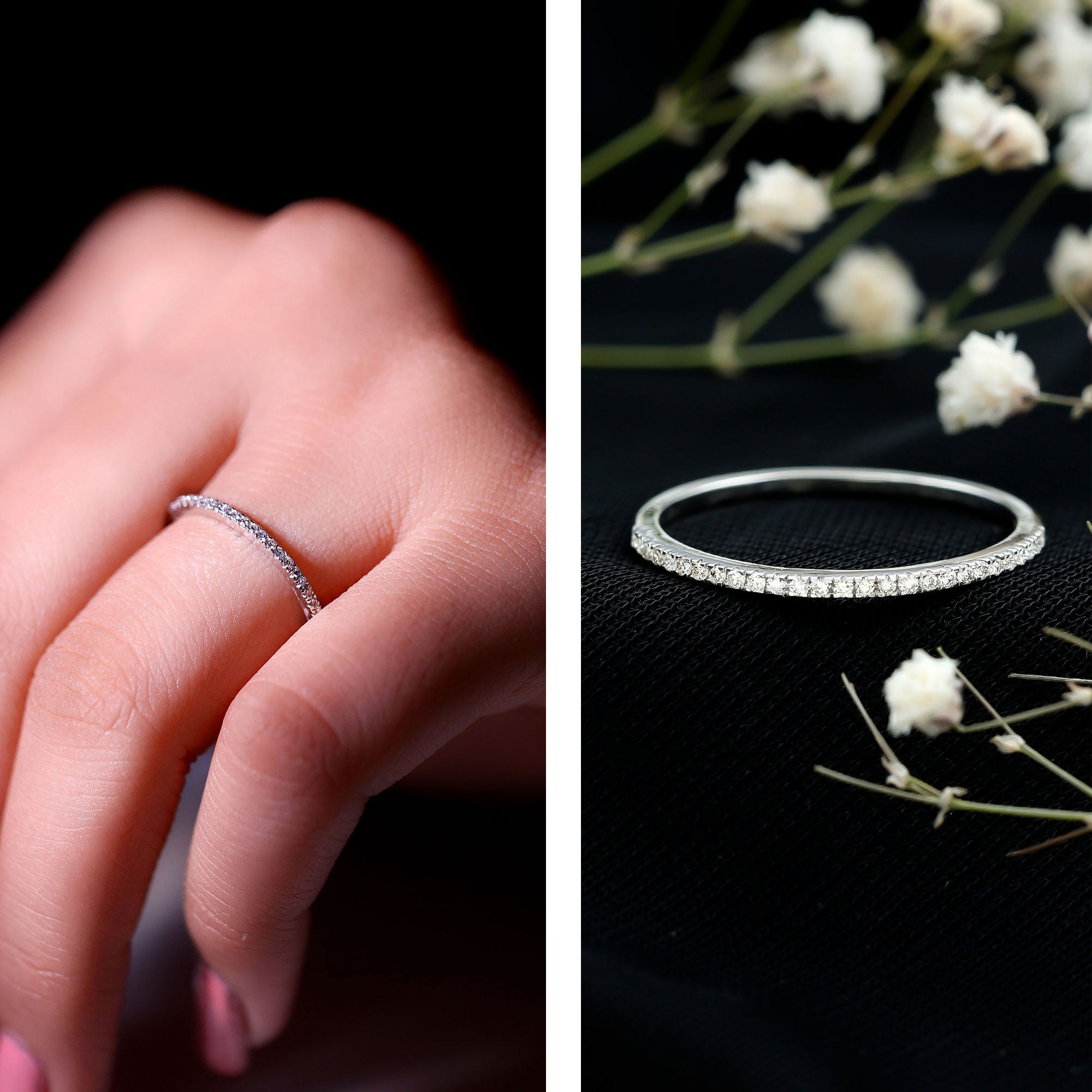 Moissanite Minimal Eternity Stackable Ring