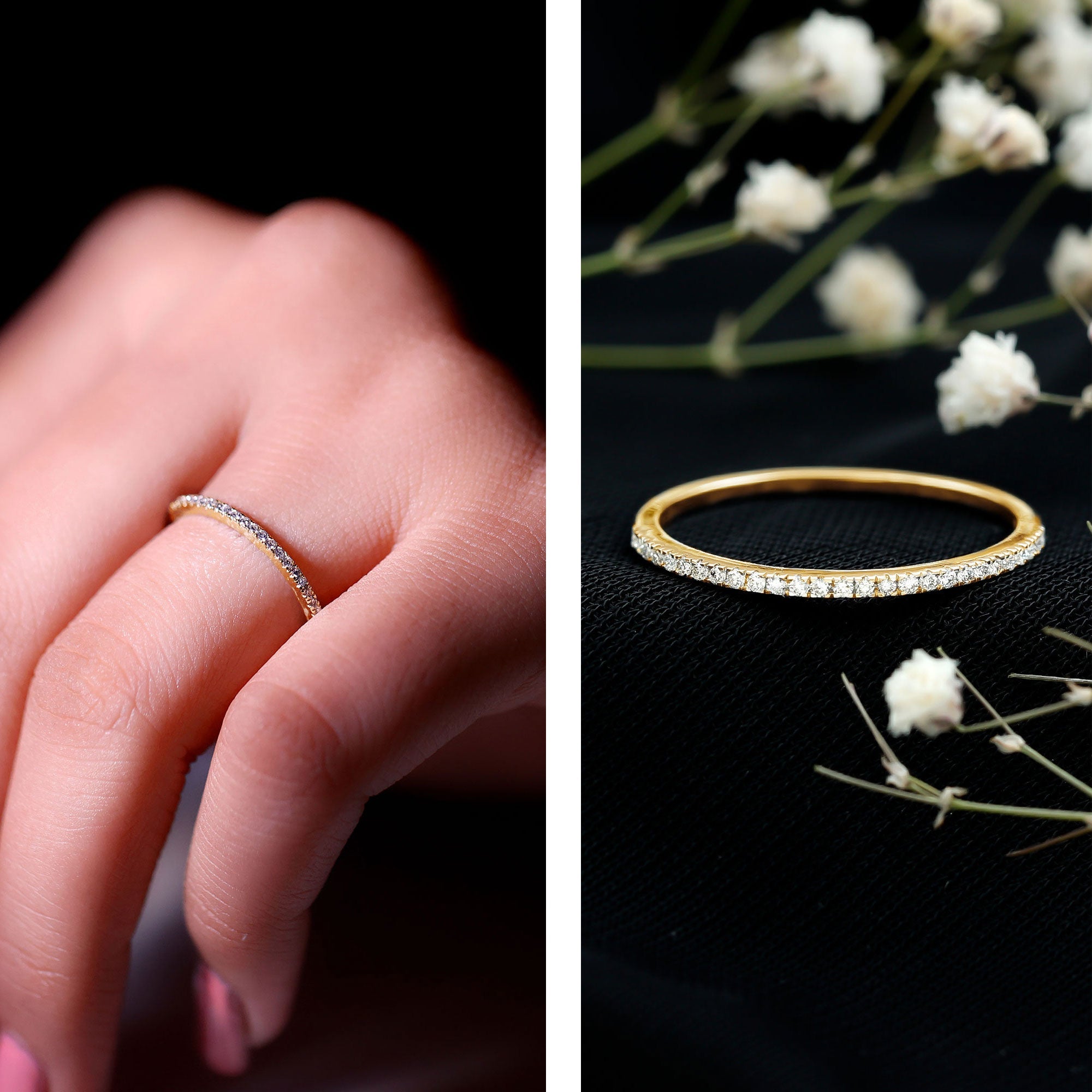 Moissanite Minimal Eternity Stackable Ring