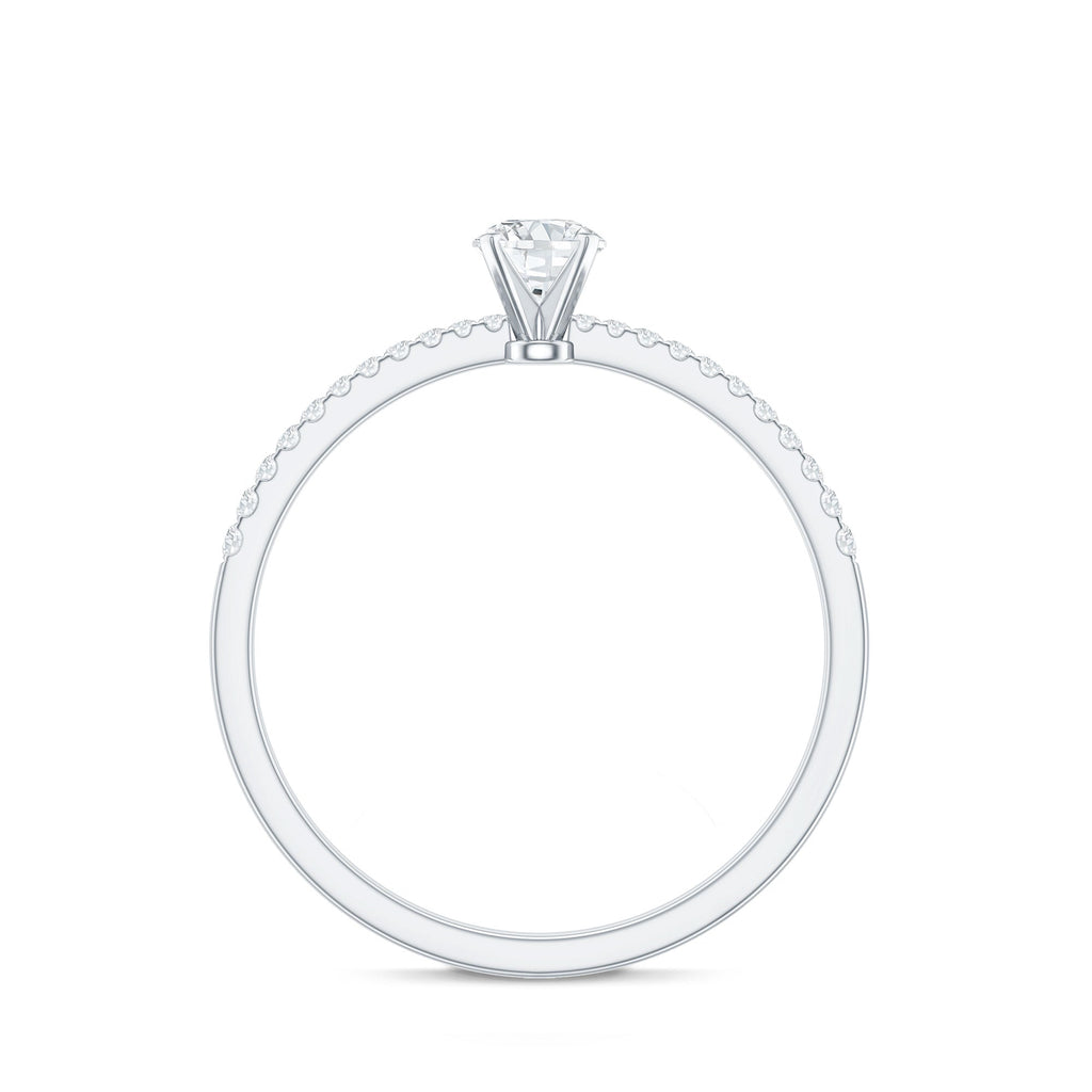 Certified 0.5 Carat Round Moissanite Solitaire Promise Ring