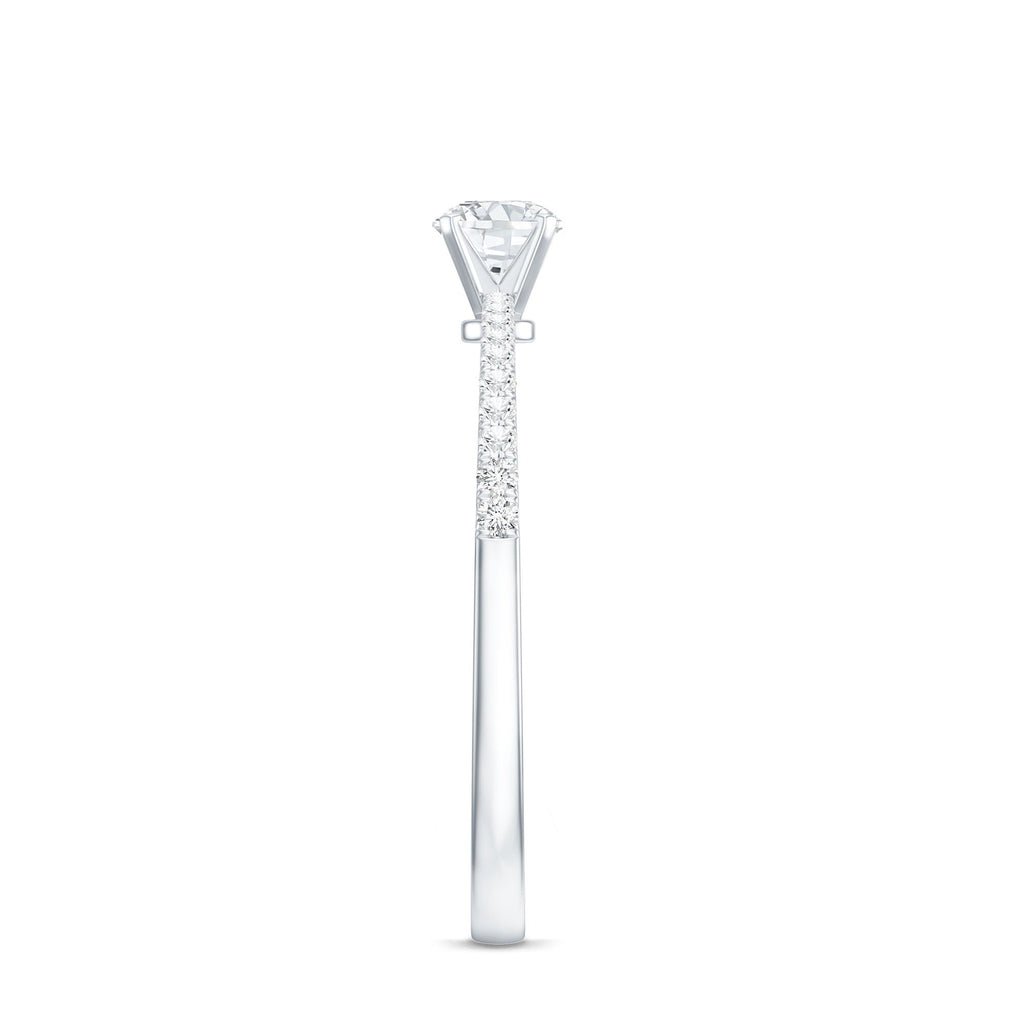 Certified 0.5 Carat Round Moissanite Solitaire Promise Ring