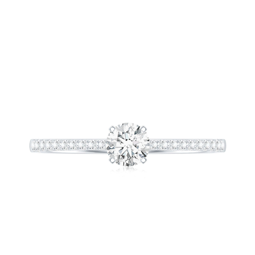 Certified 0.5 Carat Round Moissanite Solitaire Promise Ring