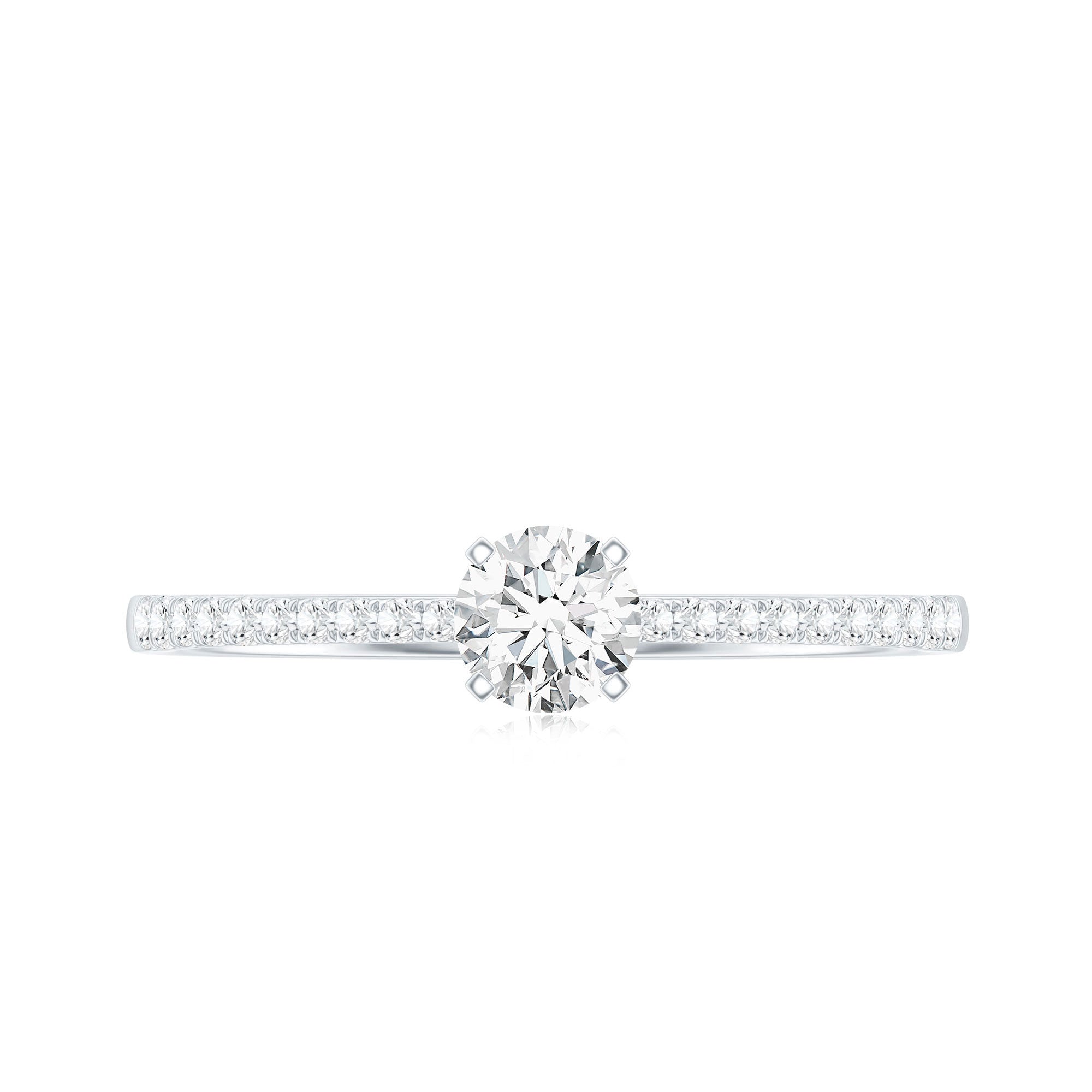 Certified 0.5 Carat Round Moissanite Solitaire Promise Ring