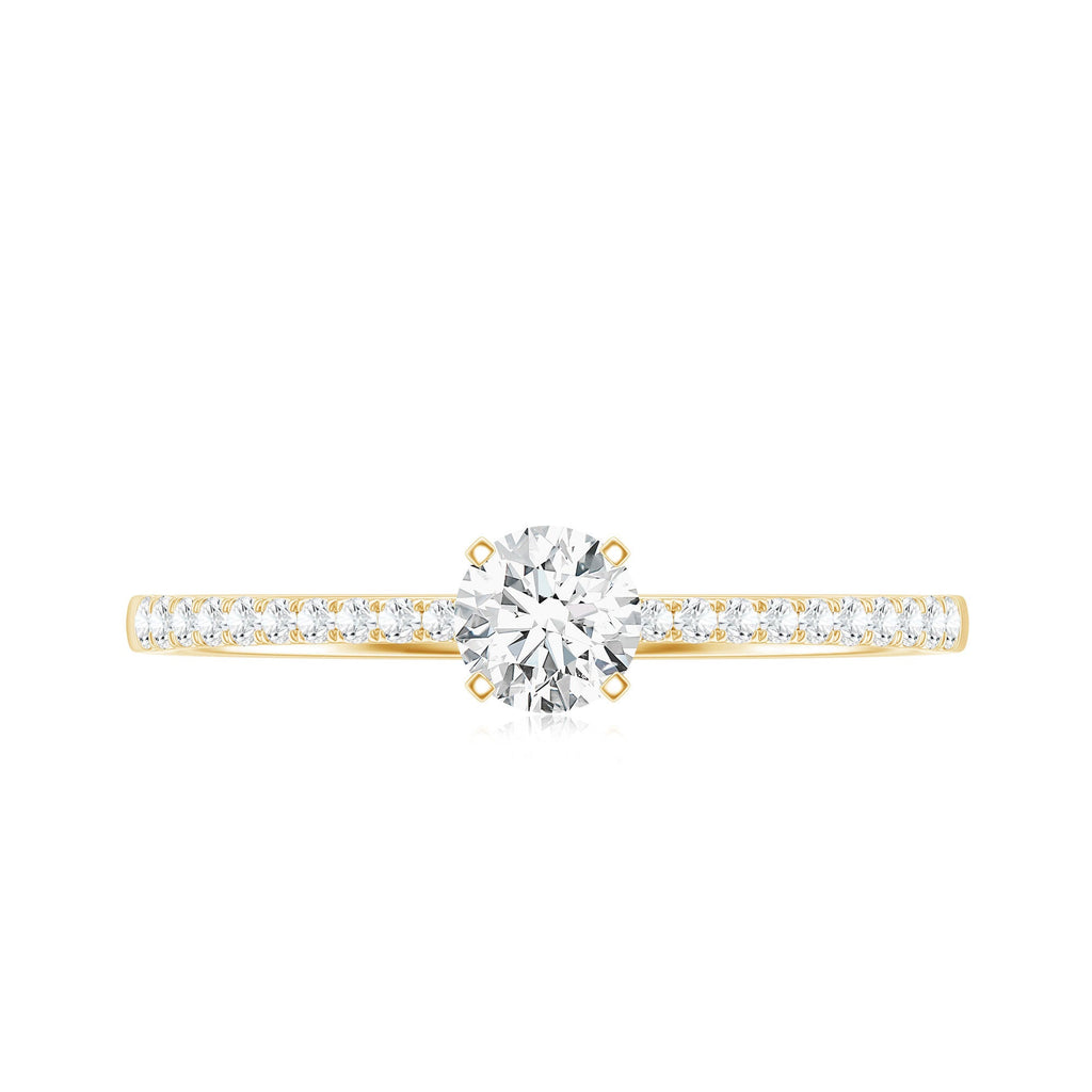 Certified 0.5 Carat Round Moissanite Solitaire Promise Ring