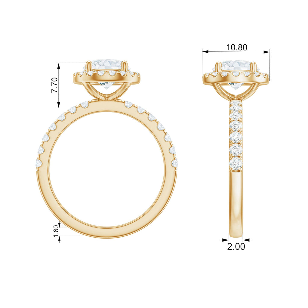 Classic Moissanite Halo Engagement Ring for Women