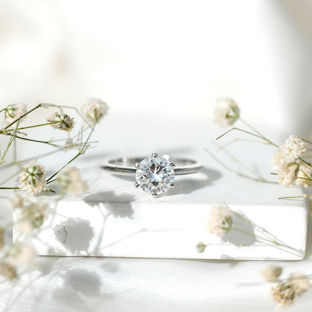 Brilliant Cut Solitaire Moissanite 2 CT Engagement Ring with Certificate