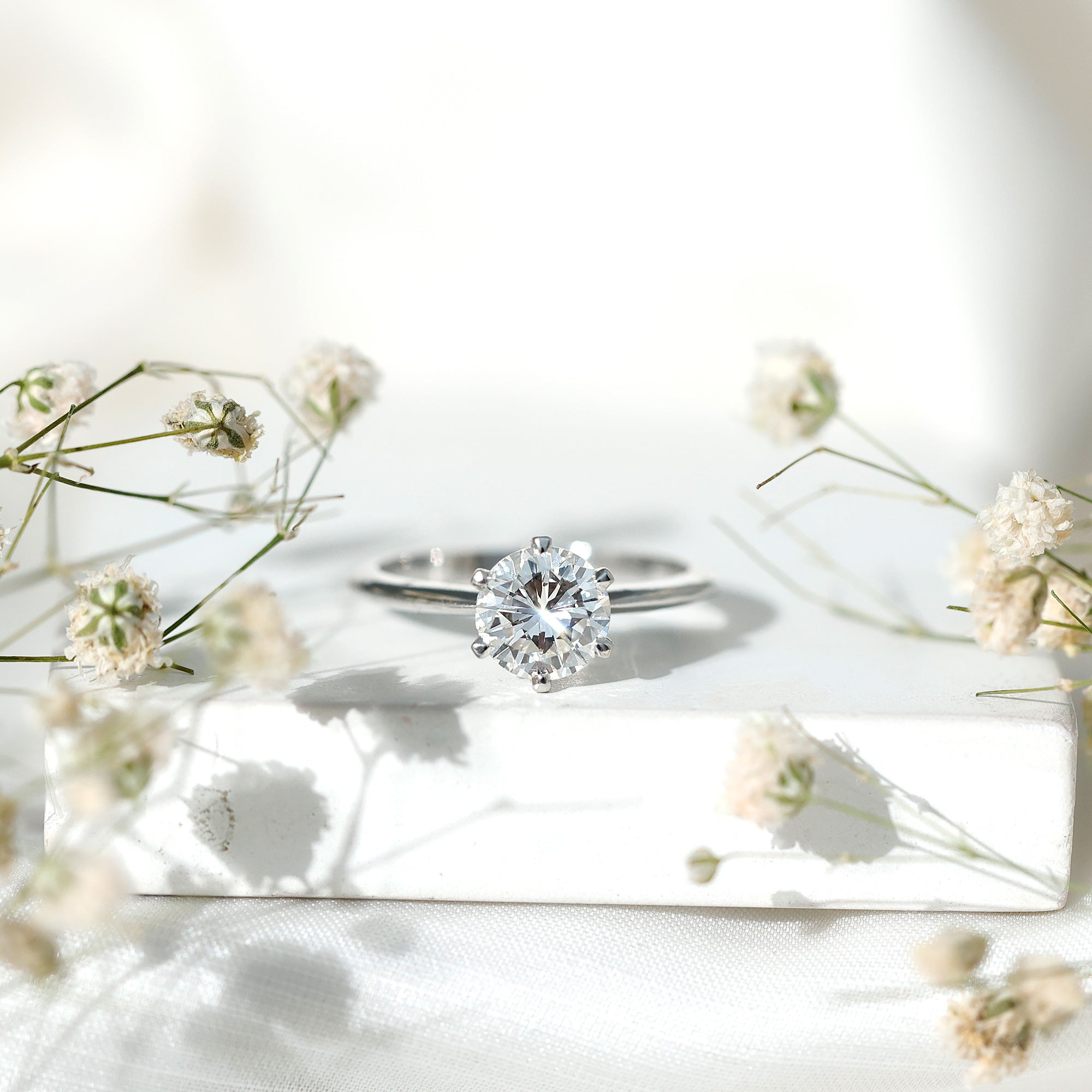 Brilliant Cut Solitaire Moissanite 2 CT Engagement Ring with Certificate
