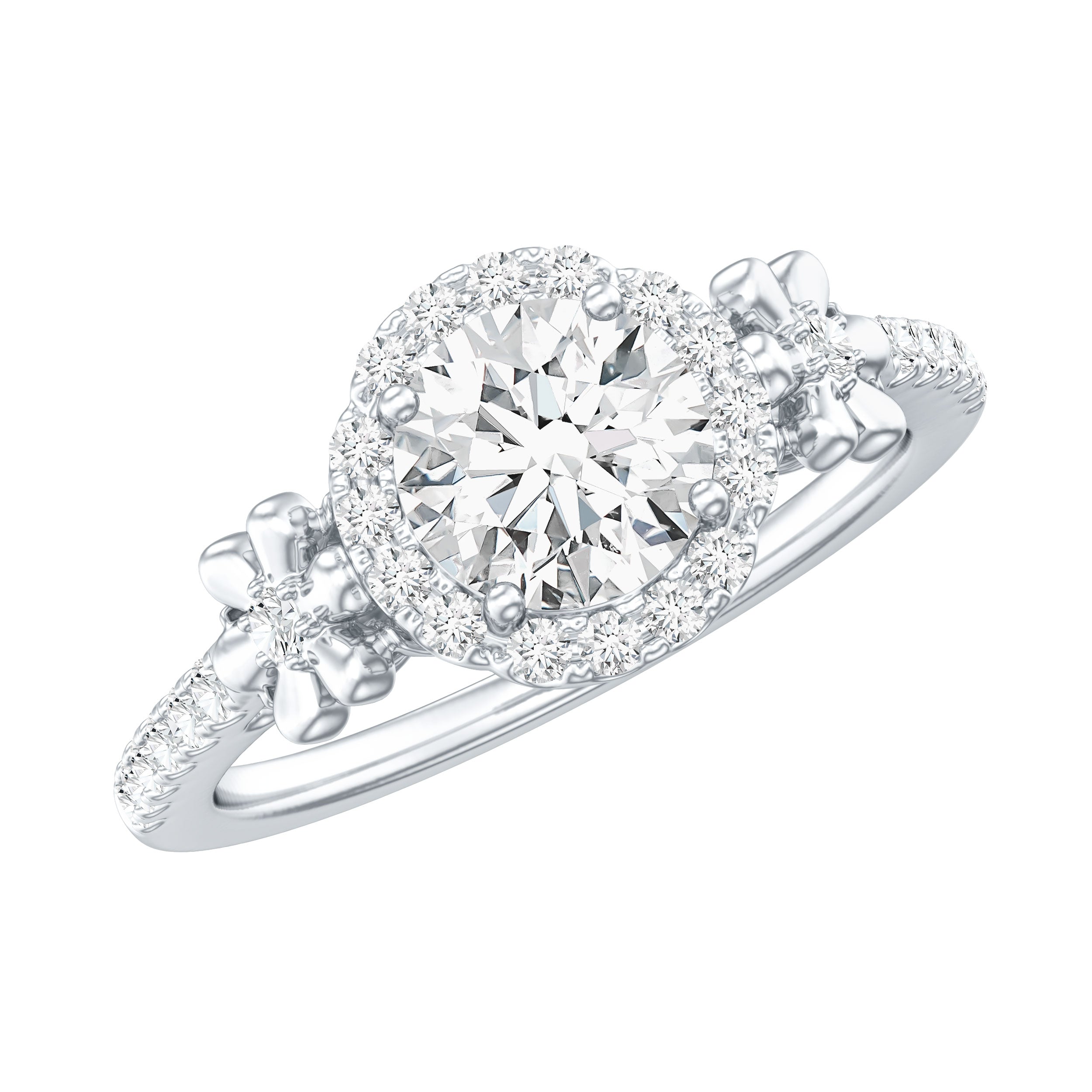 Certified 1.3 Carat Moissanite Floral Engagement Ring for Women