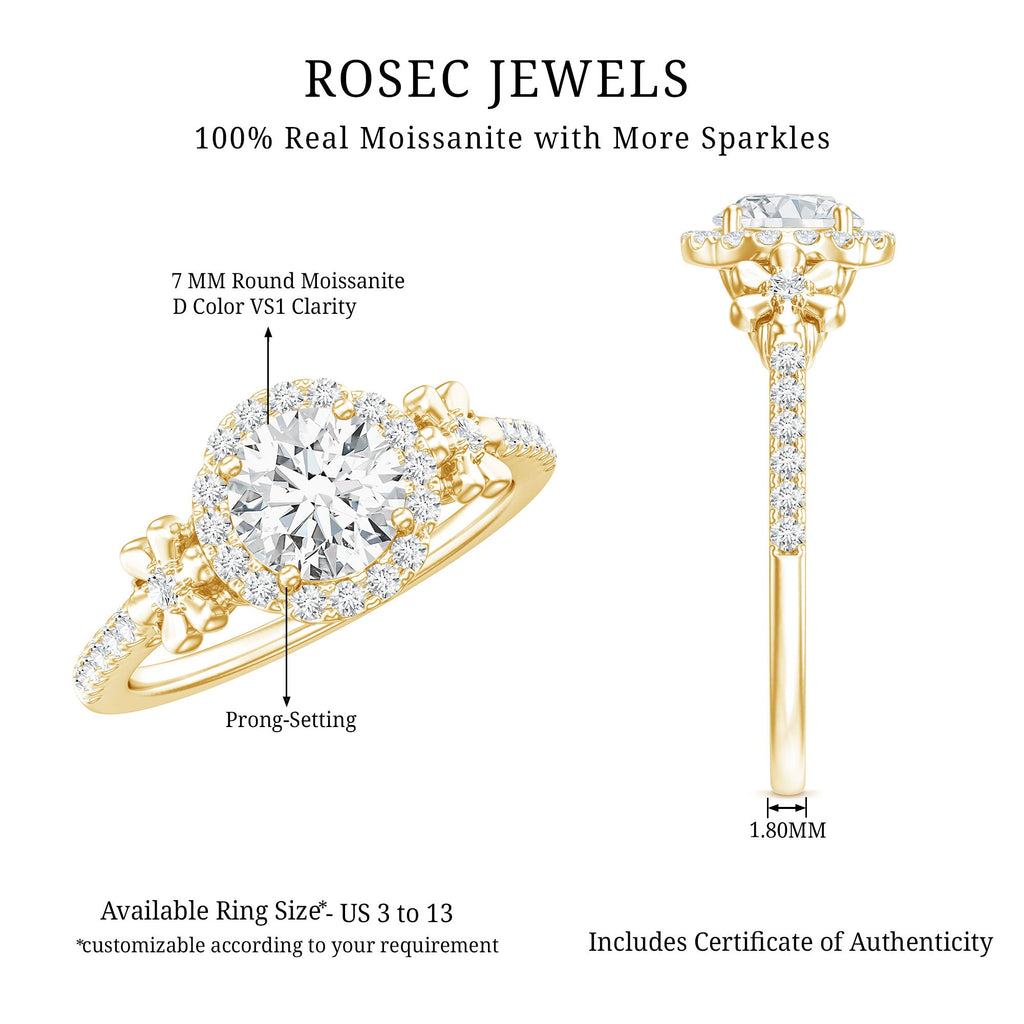 Certified 1.3 Carat Moissanite Floral Engagement Ring for Women