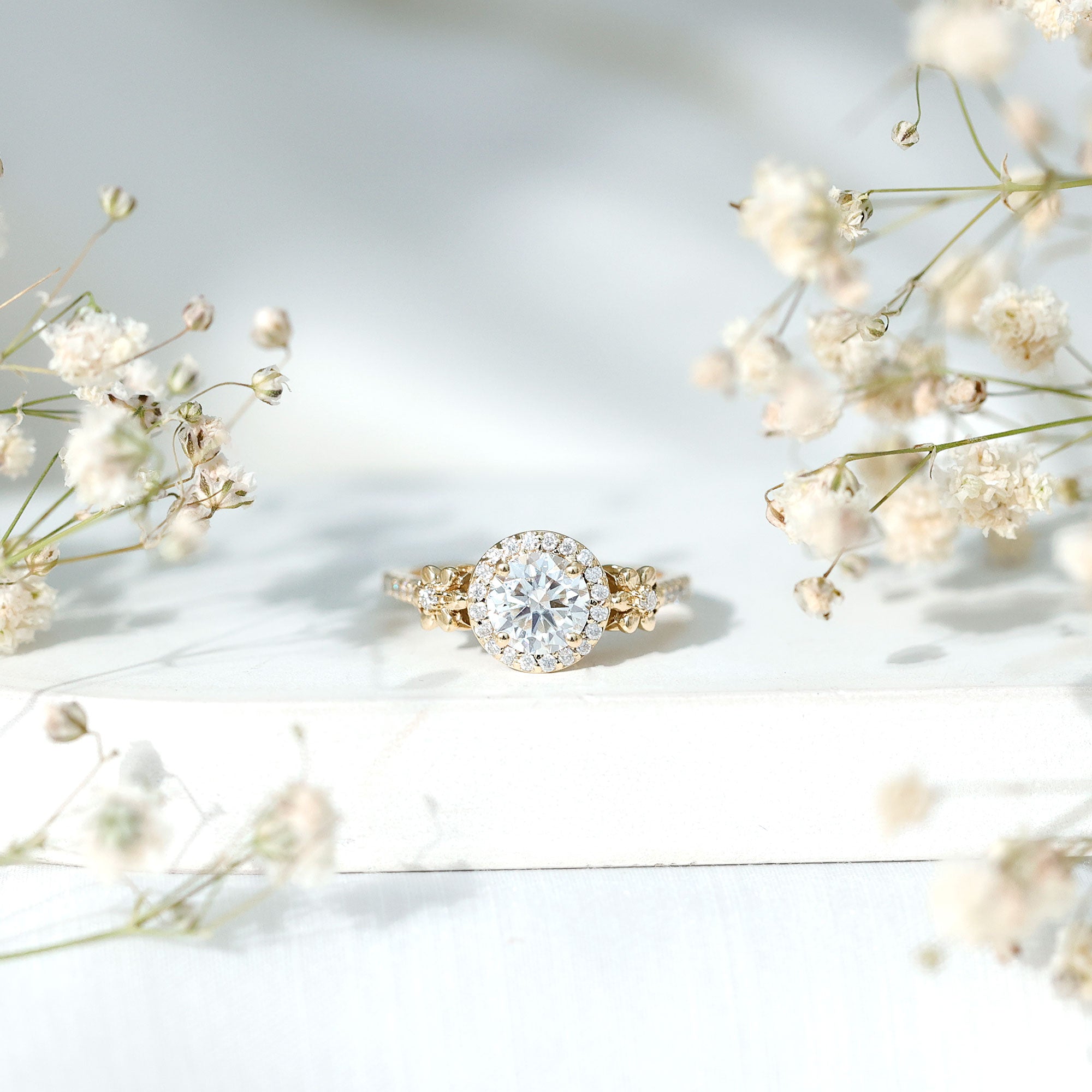 Certified 1.3 Carat Moissanite Floral Engagement Ring for Women