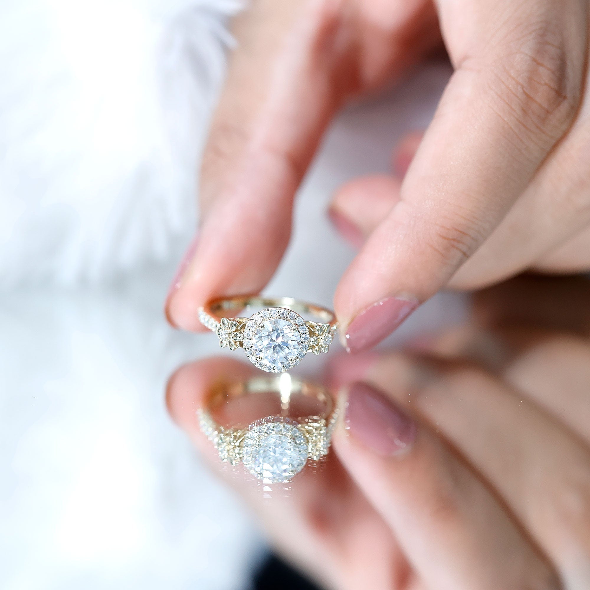Certified 1.3 Carat Moissanite Floral Engagement Ring for Women