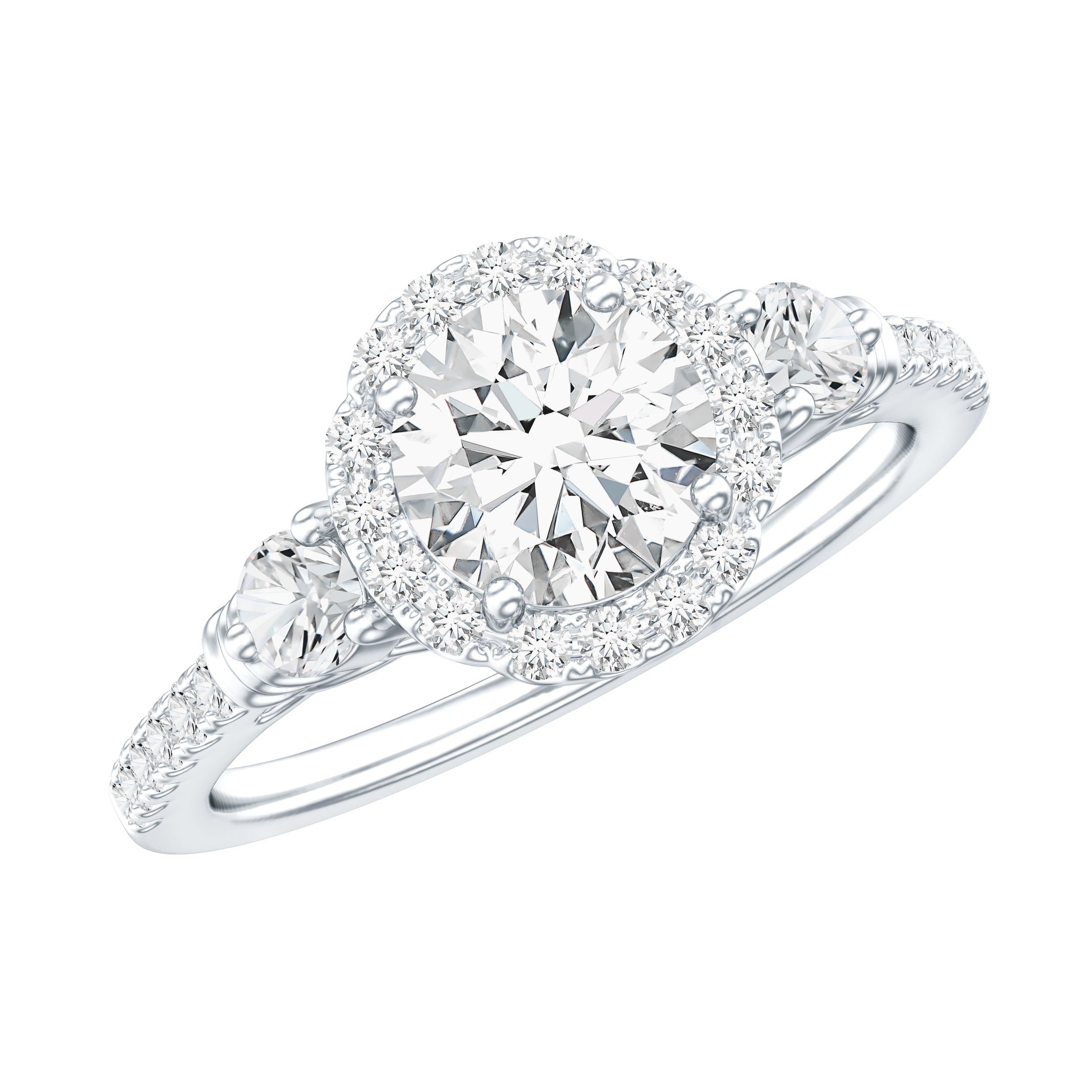 Moissanite Halo Engagement Ring for Her with Certificate