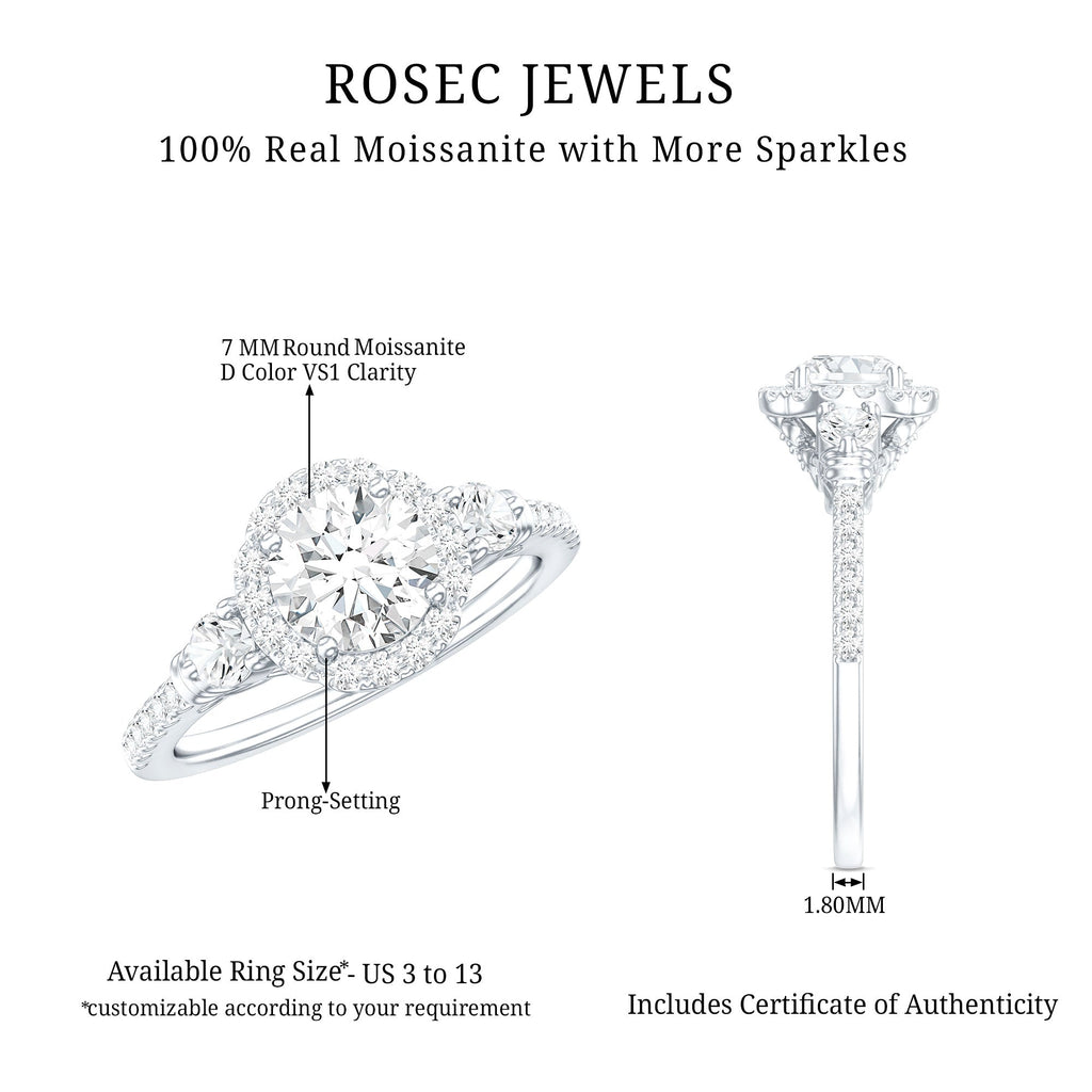 Moissanite Halo Engagement Ring for Her with Certificate