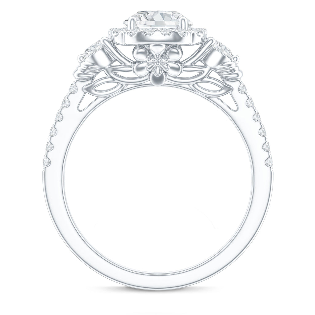 Moissanite Halo Engagement Ring for Her with Certificate