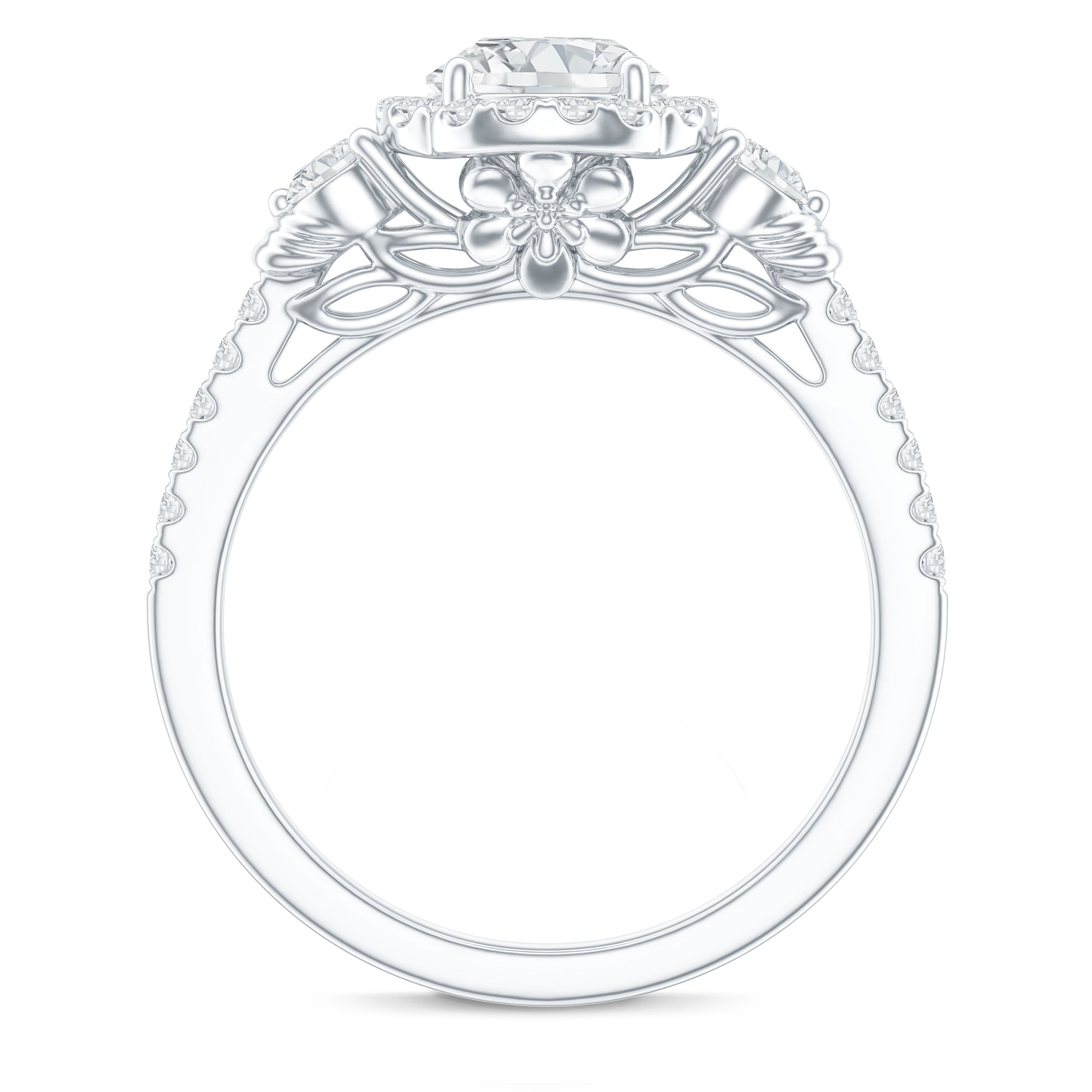 Moissanite Halo Engagement Ring for Her with Certificate
