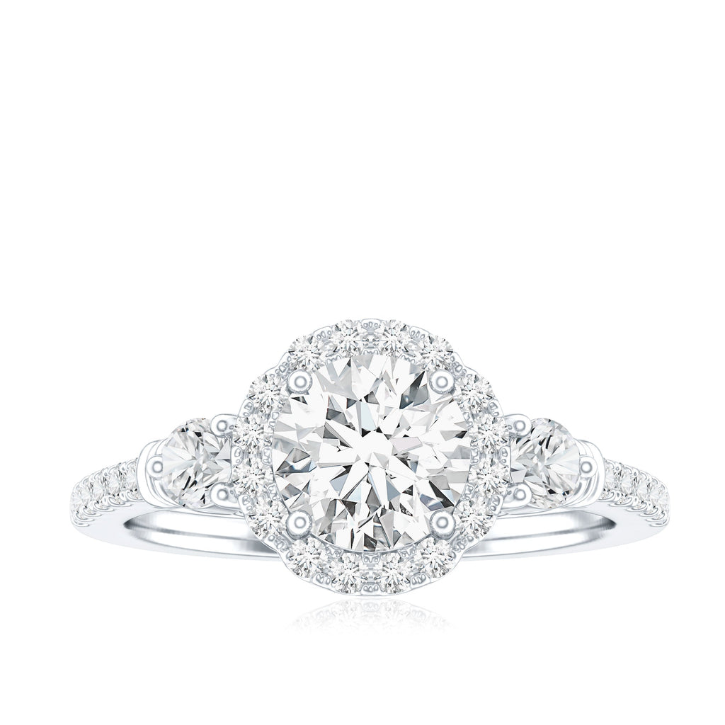 Moissanite Halo Engagement Ring for Her with Certificate