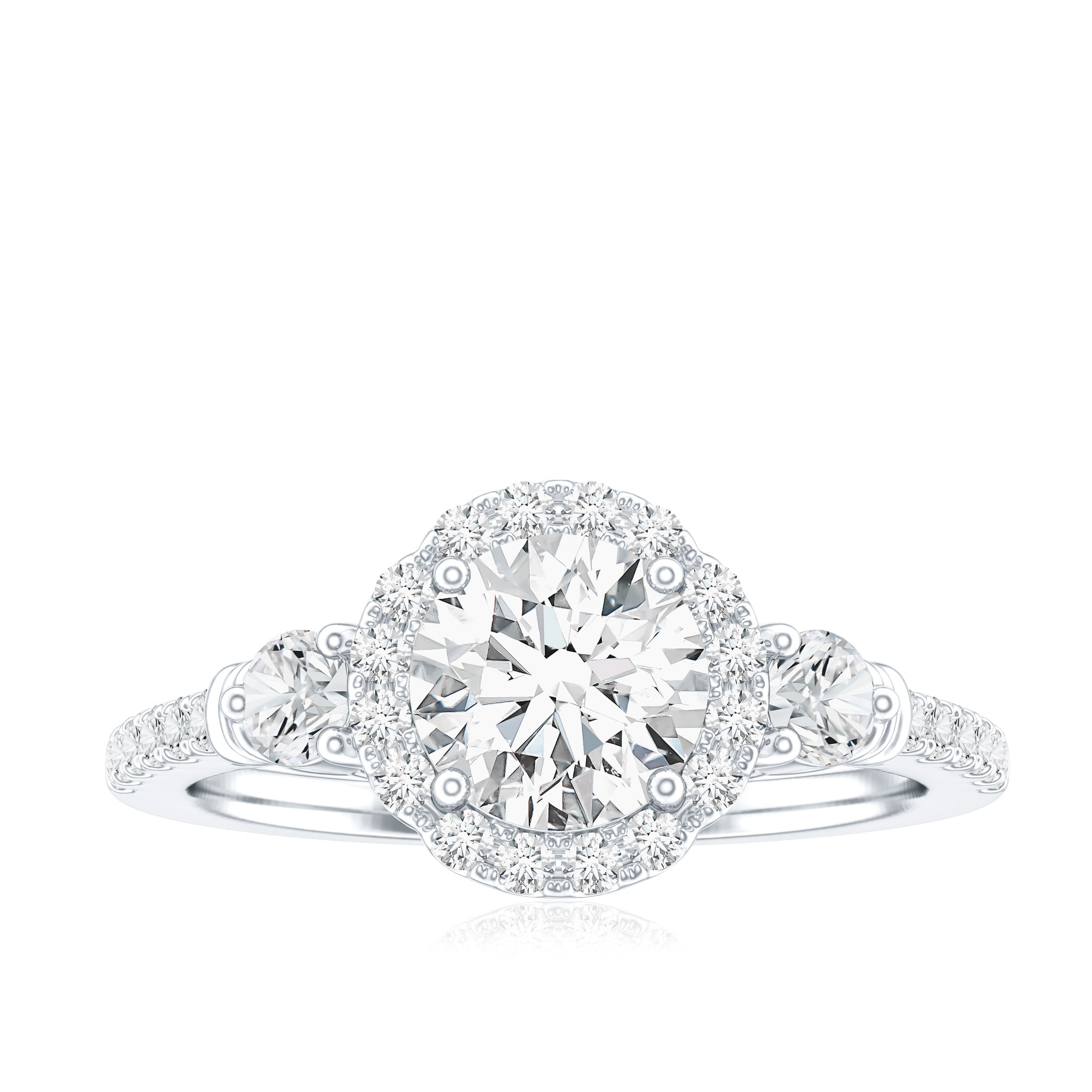 Moissanite Halo Engagement Ring for Her with Certificate