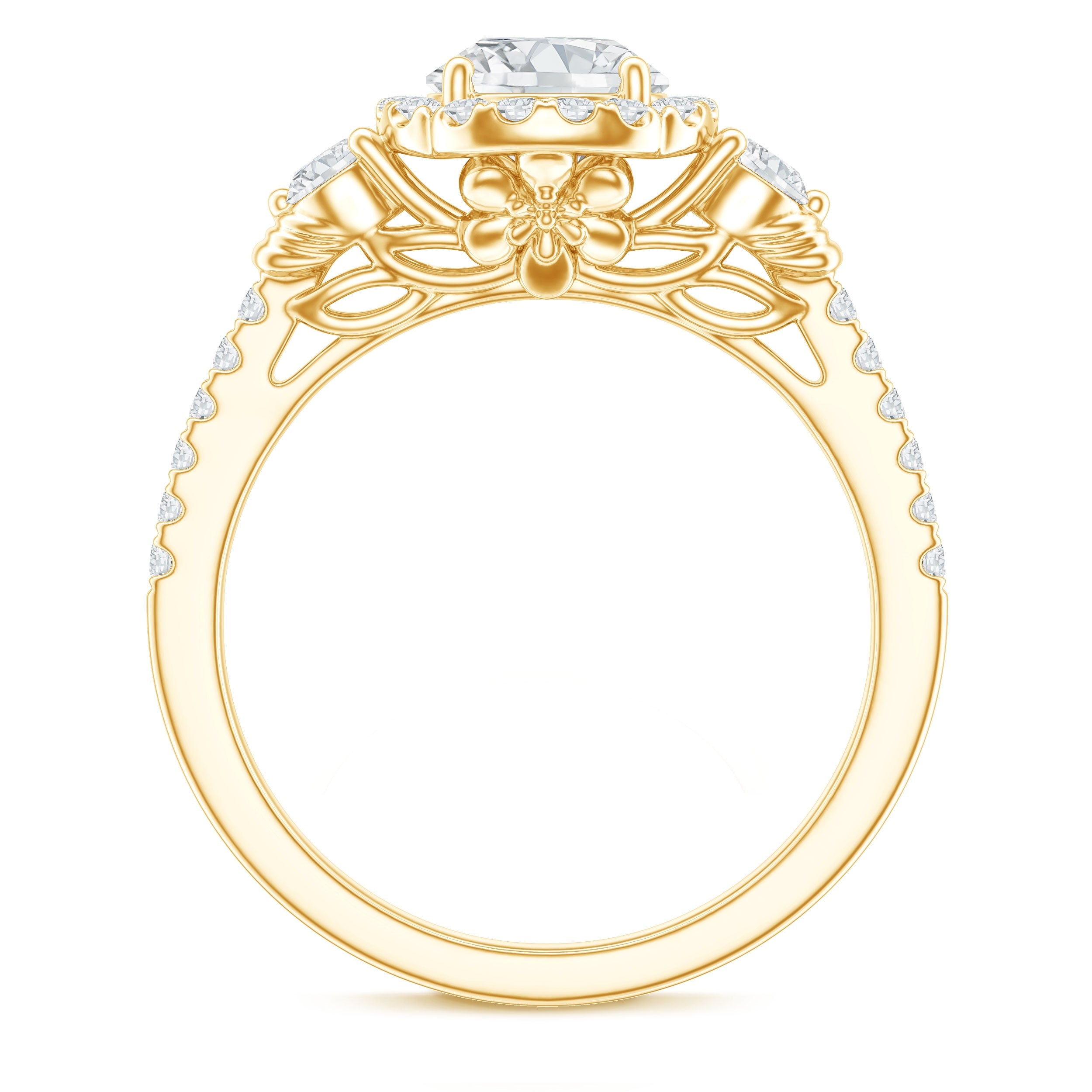Moissanite Halo Engagement Ring for Her with Certificate