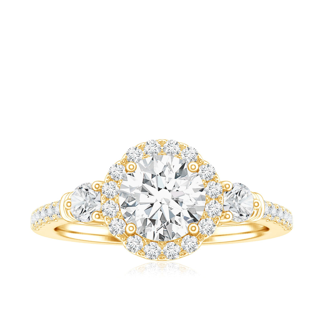 Moissanite Halo Engagement Ring for Her with Certificate