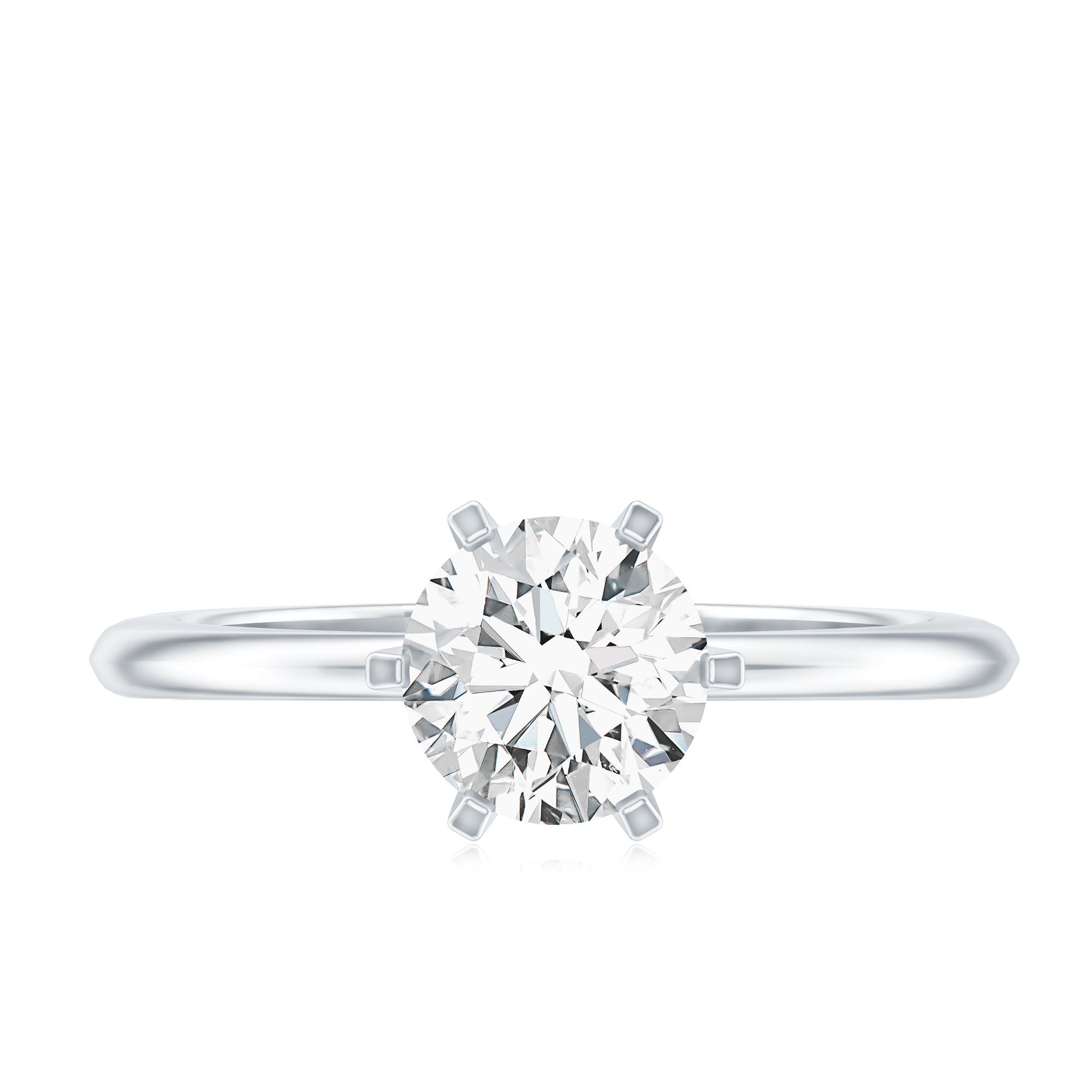 Certified 1 CT Moissanite Round Solitaire Engagement Ring