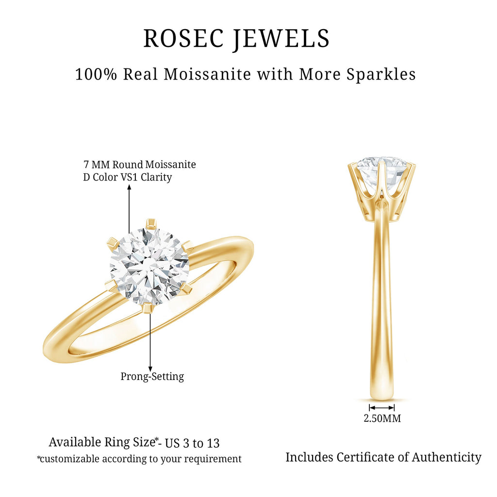 Certified 1 CT Moissanite Round Solitaire Engagement Ring