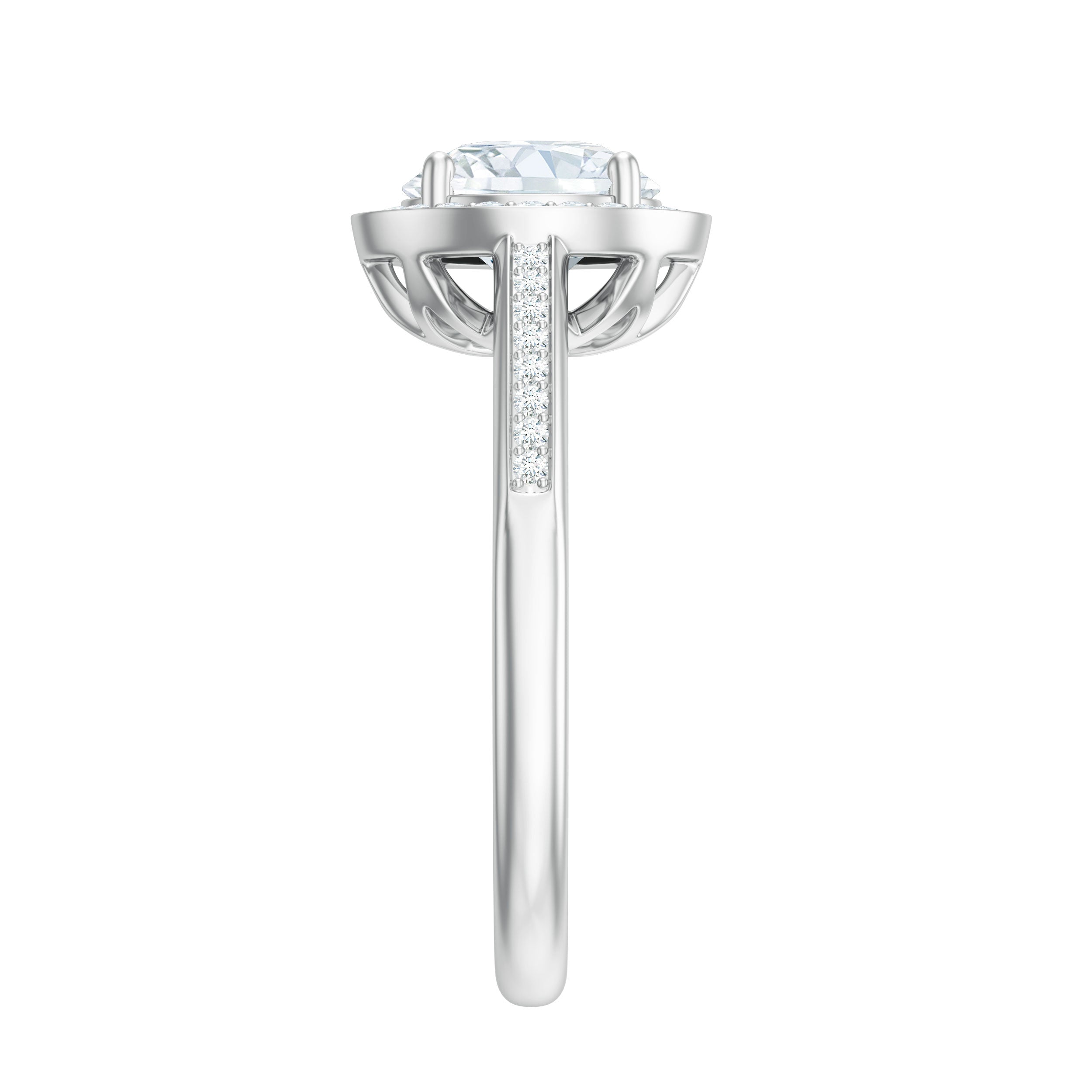 Round Moissanite Halo Engagement Ring with Certificate