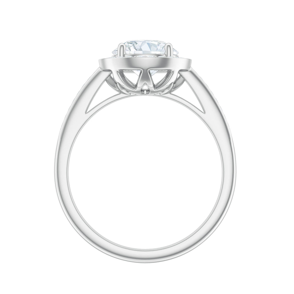 Round Moissanite Halo Engagement Ring with Certificate