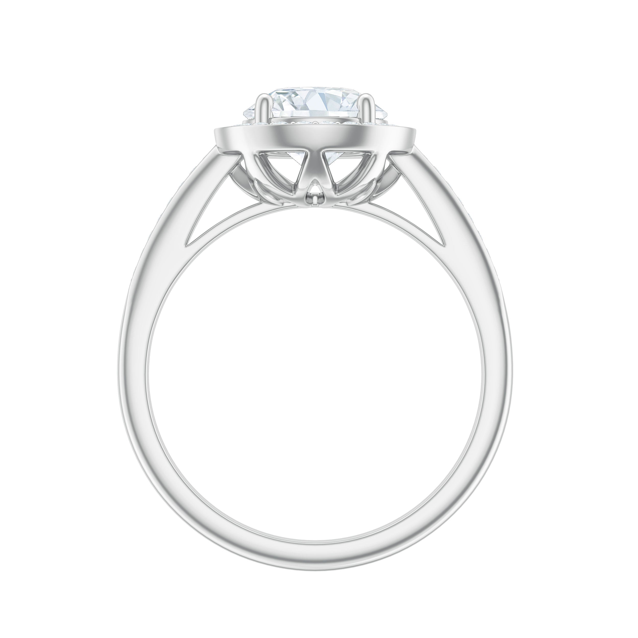 Round Moissanite Halo Engagement Ring with Certificate