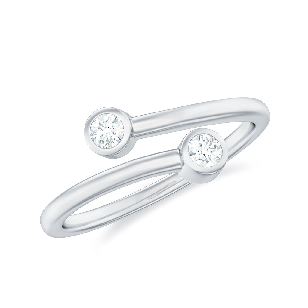 Natural Diamond 2 Stone Promise Ring in Wrap Style